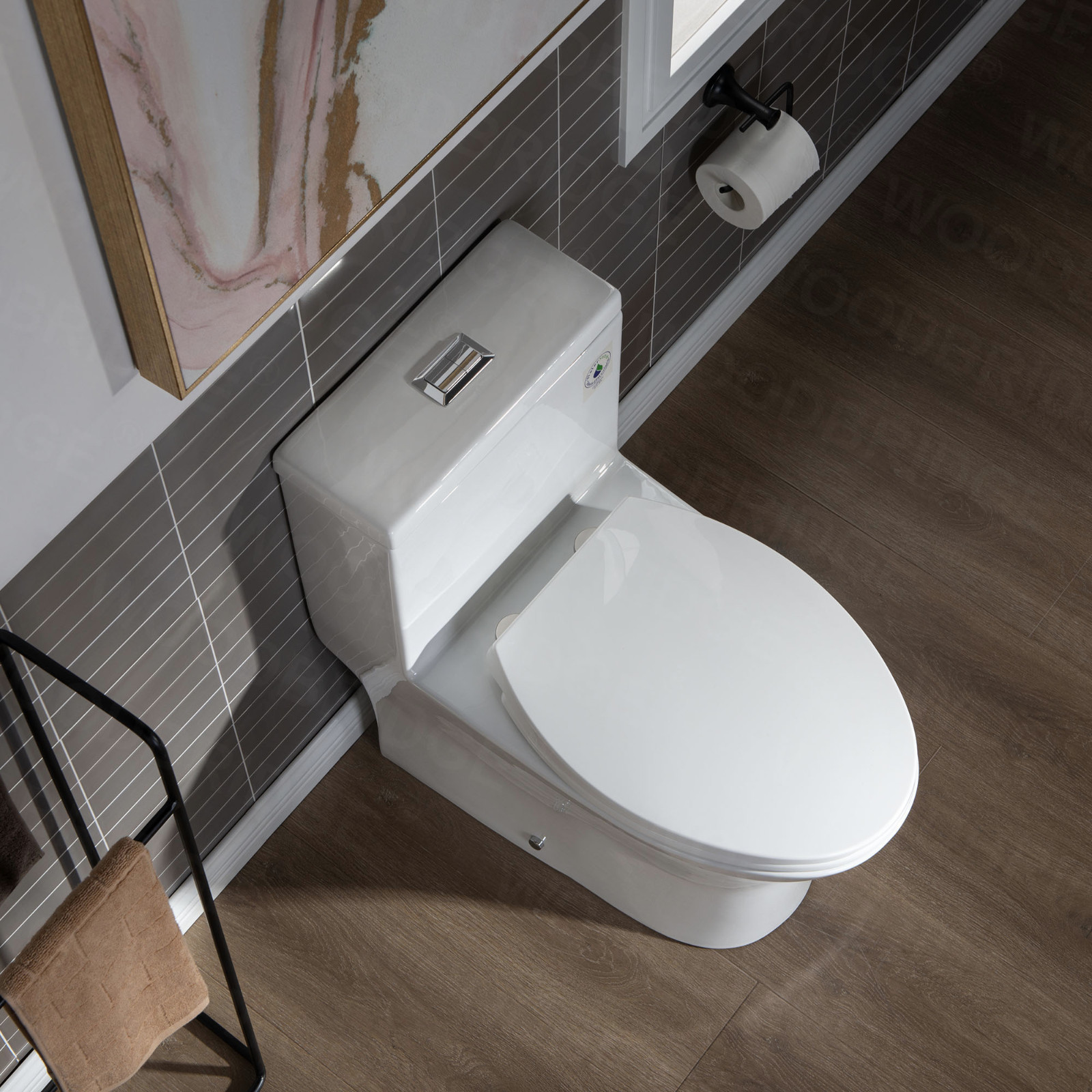  WOODBRIDGE Moder Design, Elongated One piece Toilet Dual flush 1.0/1.6 GPF,with Soft Closing Seat, white, T-0032_10791