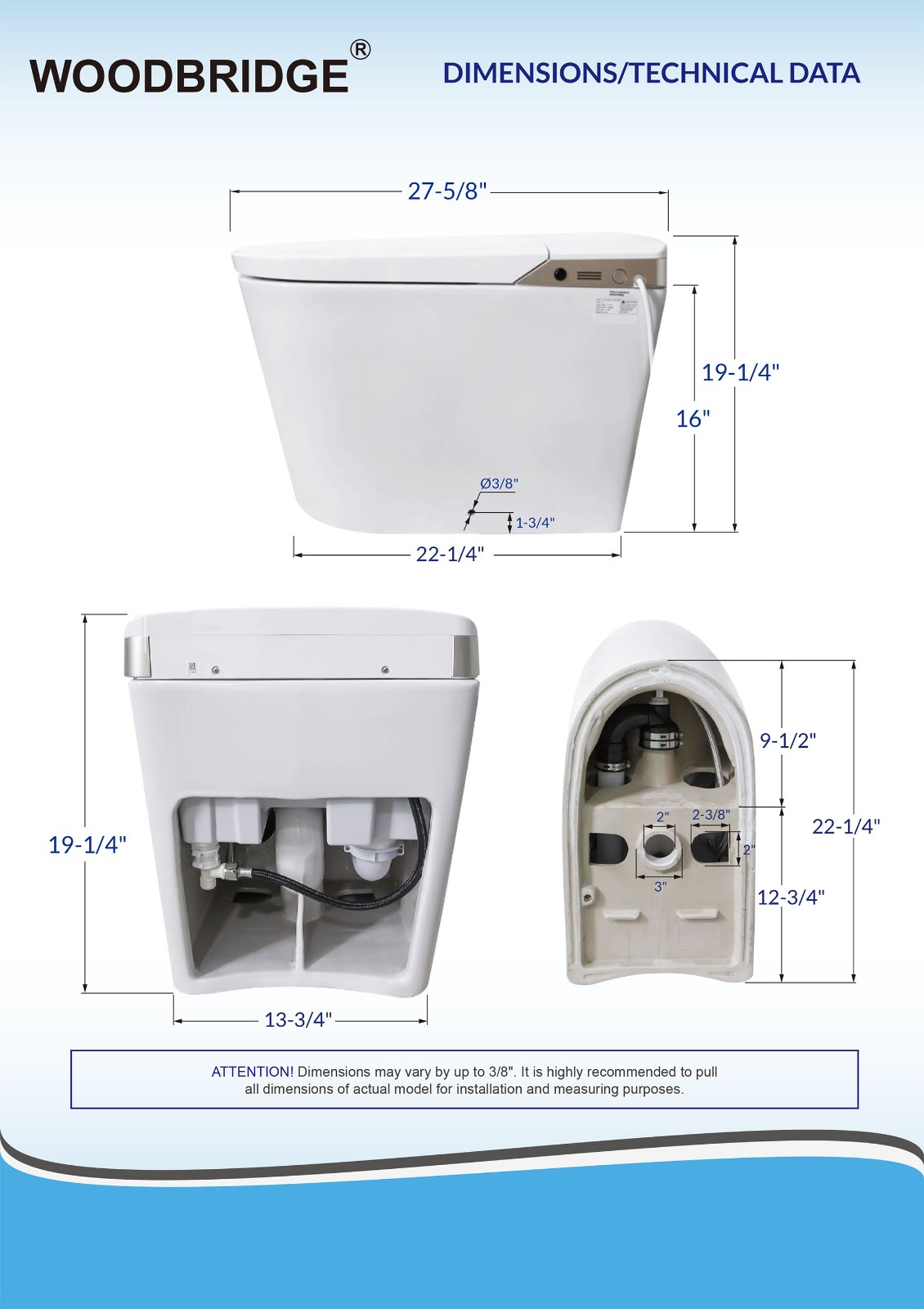  WOODBRIDGE B0980S Intelligent Smart Toilet, Massage Washing, Open & Close, Auto Flush,Heated Integrated Multi Function Remote Control, with Advance Bidet and Soft Closing Seat, White_5969