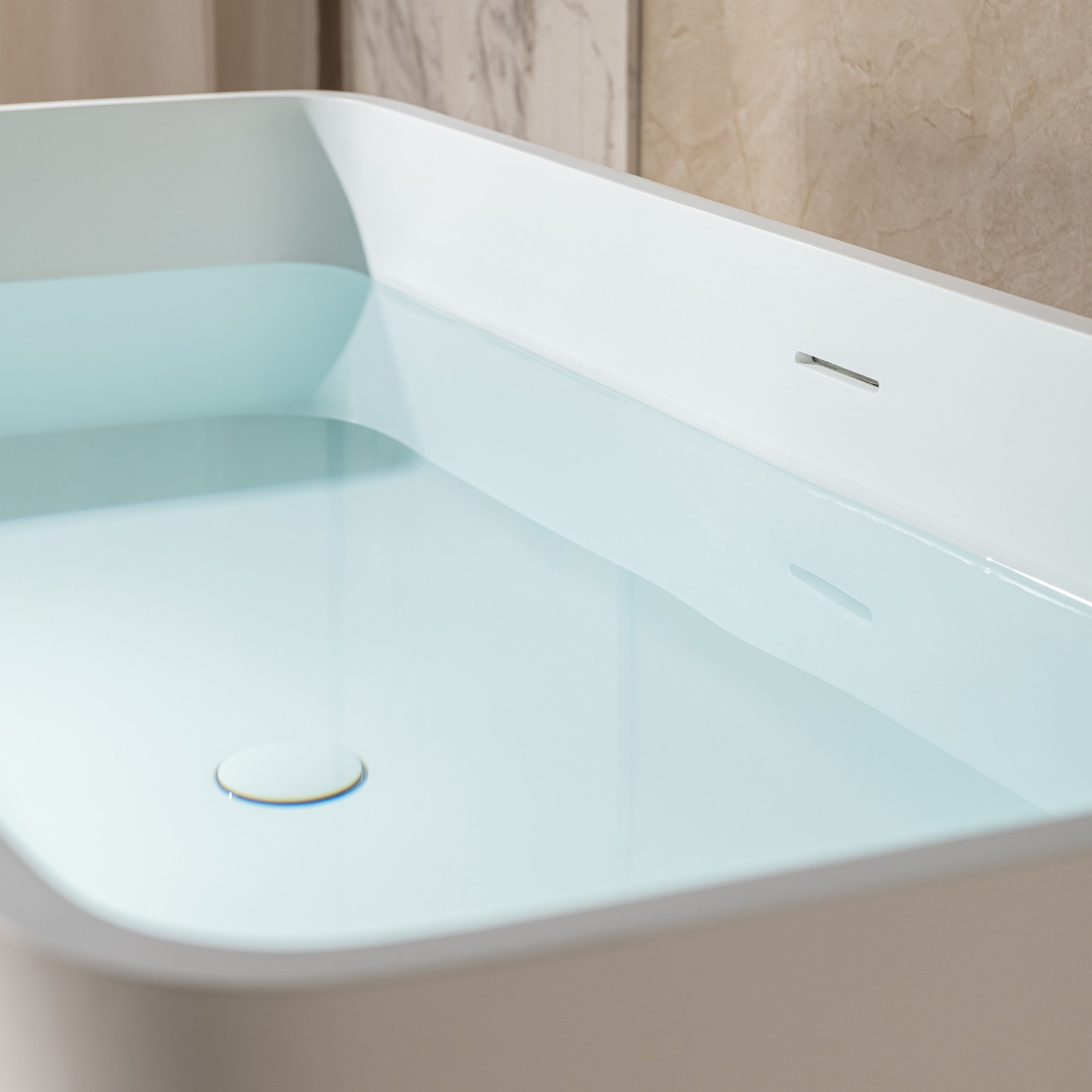  WOODBRIDGE 59 in. x 27.5 in. Luxury Contemporary Solid Surface Freestanding Bathtub in Matte White_12