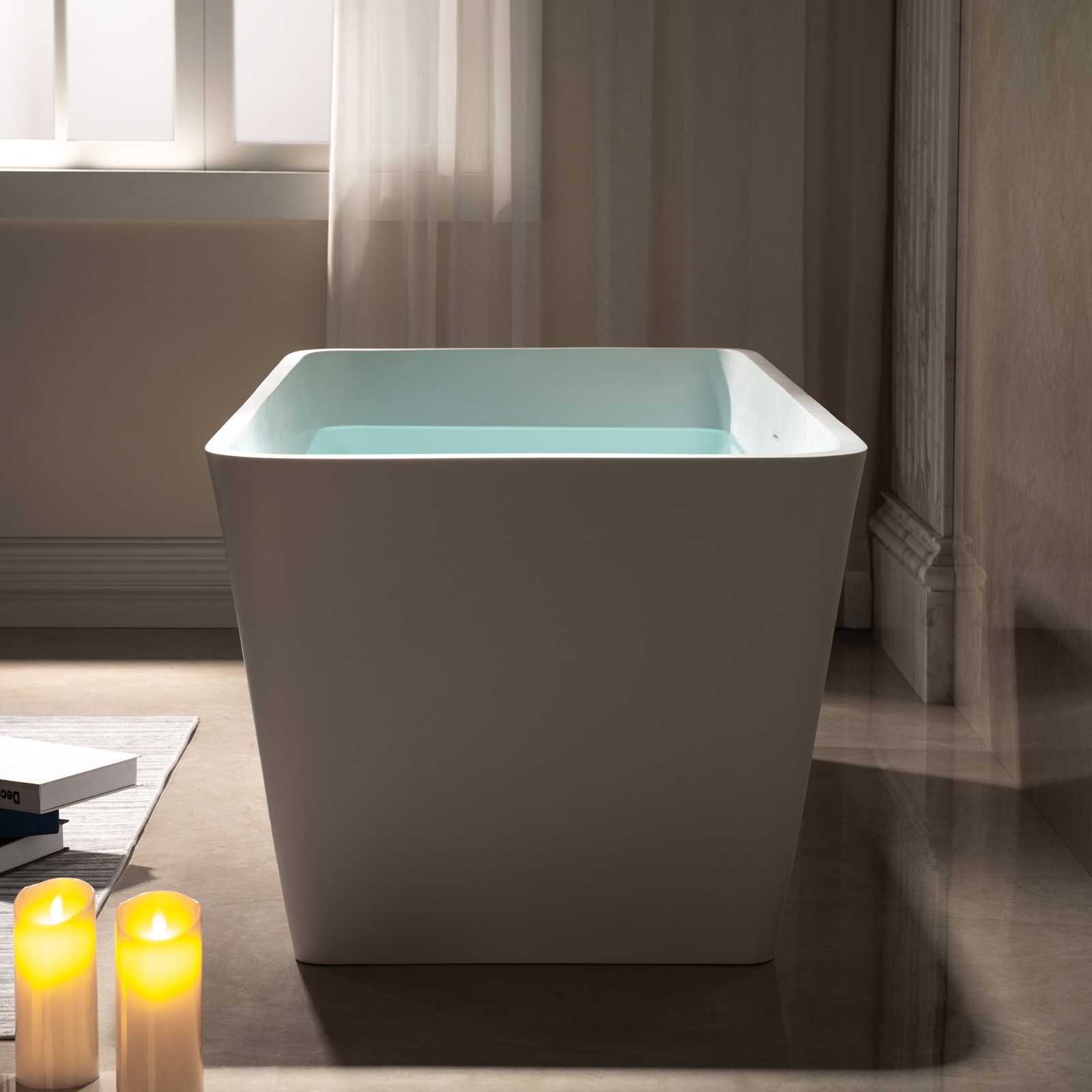  WOODBRIDGE 59 in. x 27.5 in. Luxury Contemporary Solid Surface Freestanding Bathtub in Matte White_18