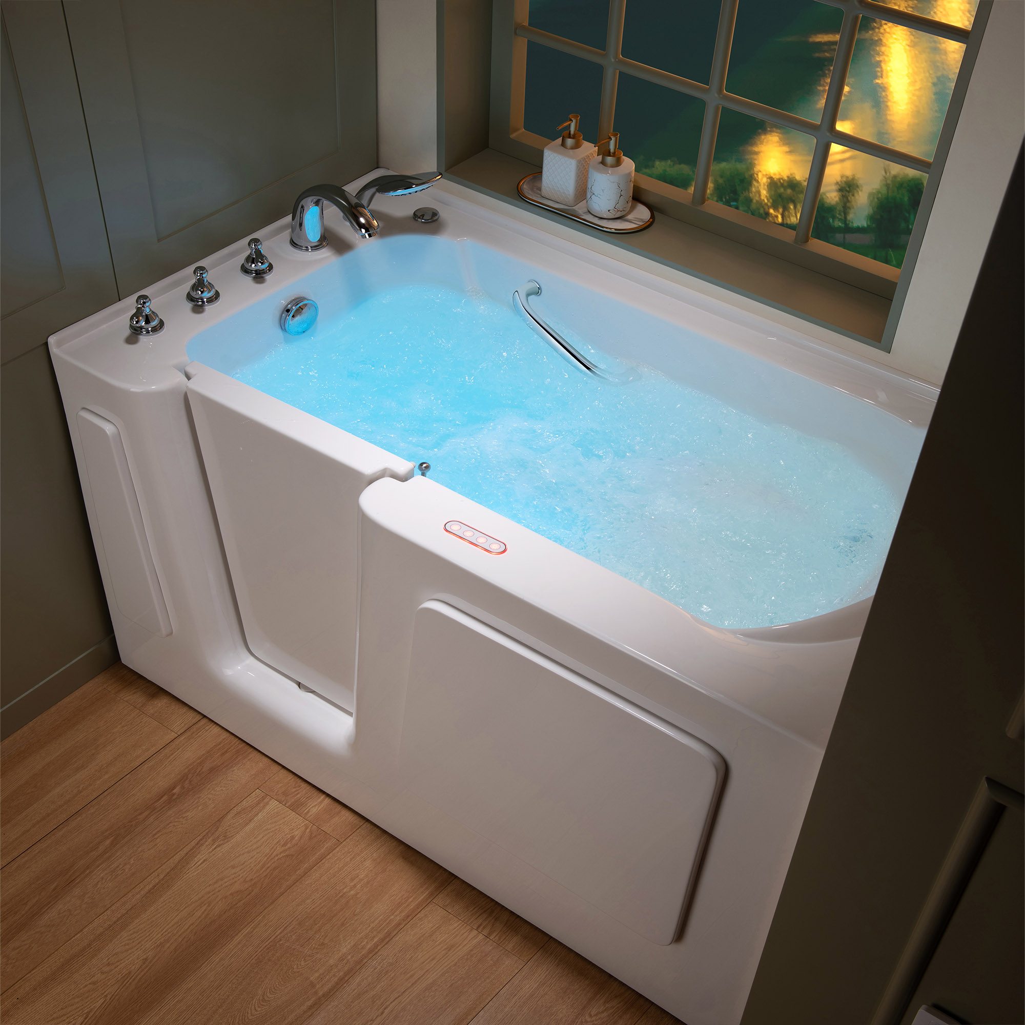  WOODBRIDGE 60 in. x 30 in. Left Hand Walk-In Air & Whirlpool Jets Hot Tub With Quick Fill Faucet with Hand Shower, White High Glass Acrylic Tub with Computer Control Panel, WB603038L_11548
