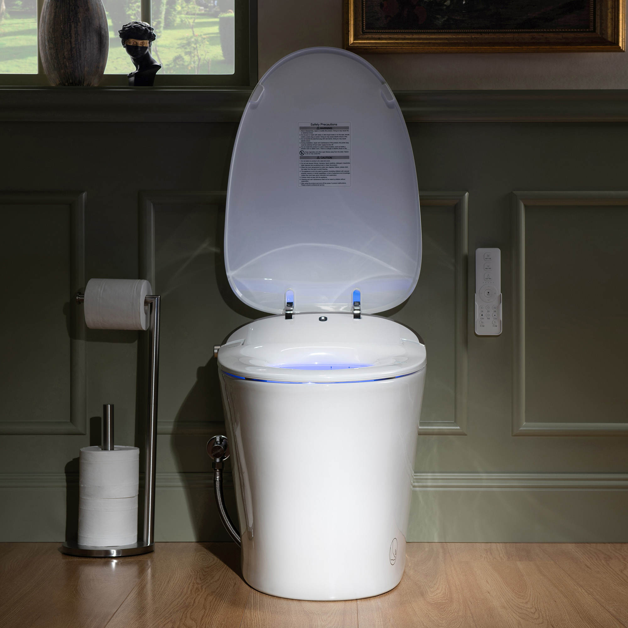  WOODBRIDGE LT610 One Piece Elongated Smart Toilet Bidet with Massage Washing, Auto Open and Close Seat and Lid, Auto Flush, Heated Seat and Integrated Multi Function Remote Control, White_11627