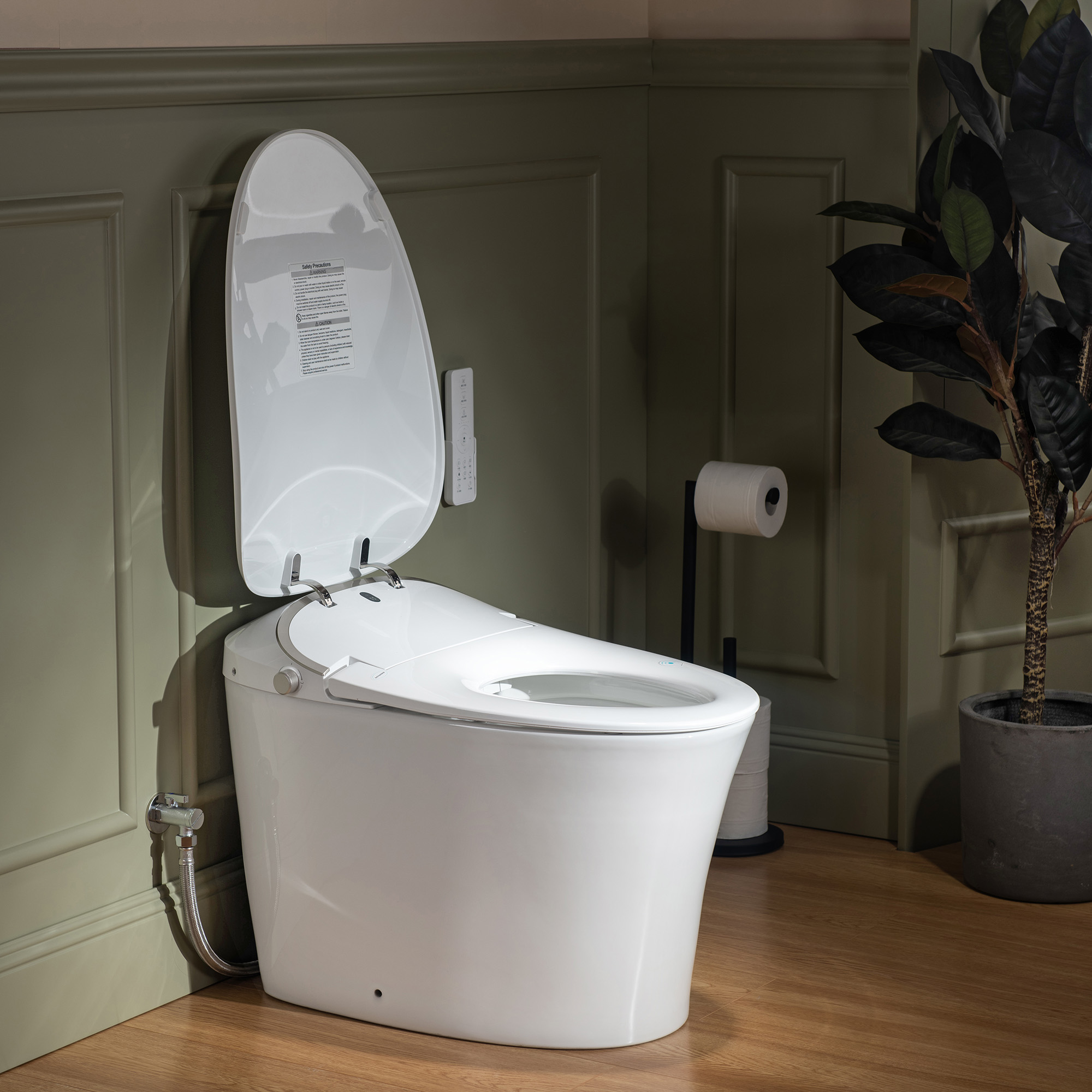  WOODBRIDGE LT610 One Piece Elongated Smart Toilet Bidet with Massage Washing, Auto Open and Close Seat and Lid, Auto Flush, Heated Seat and Integrated Multi Function Remote Control, White_11628