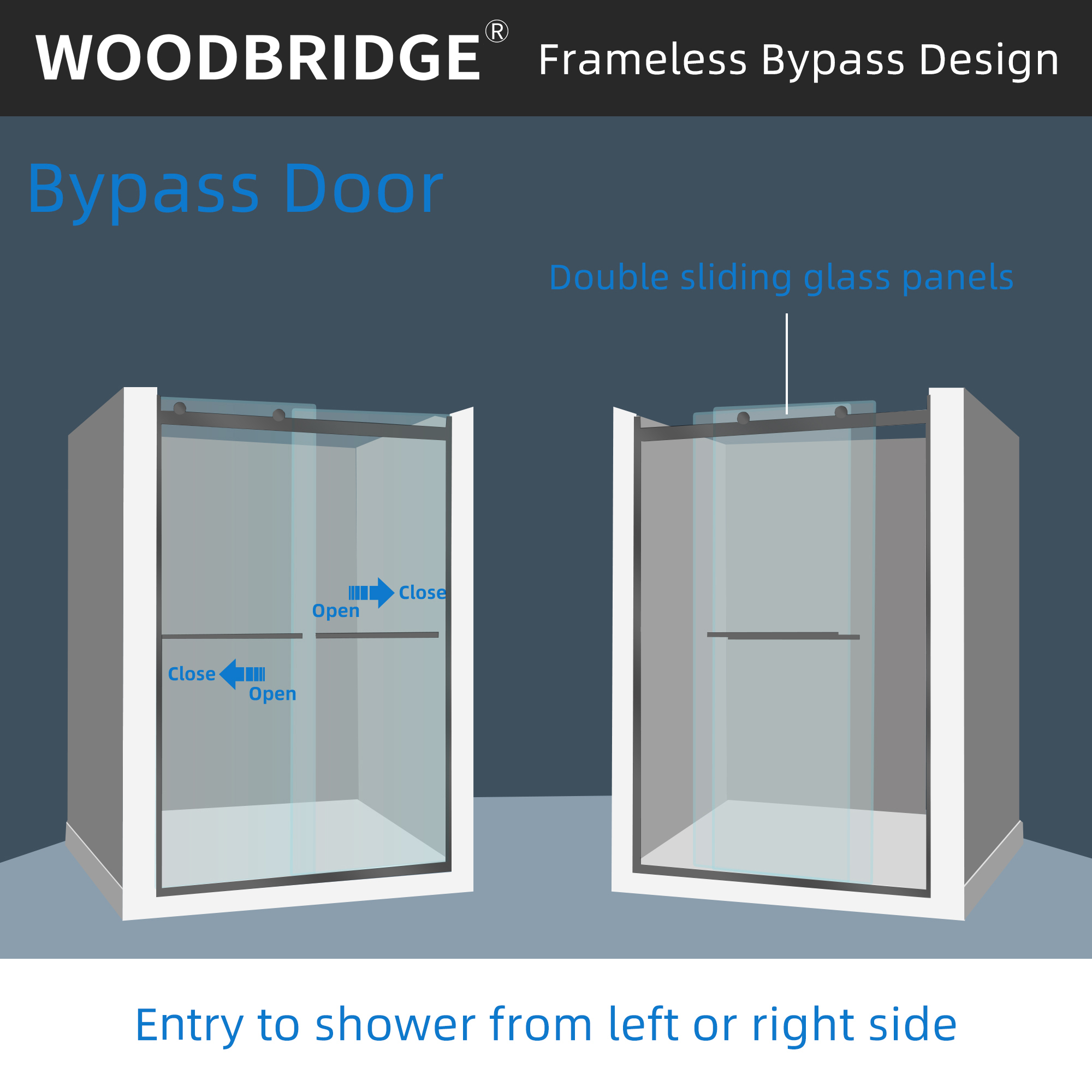  WOODBRIDGE Frameless Bathtub Shower Doors 46-48