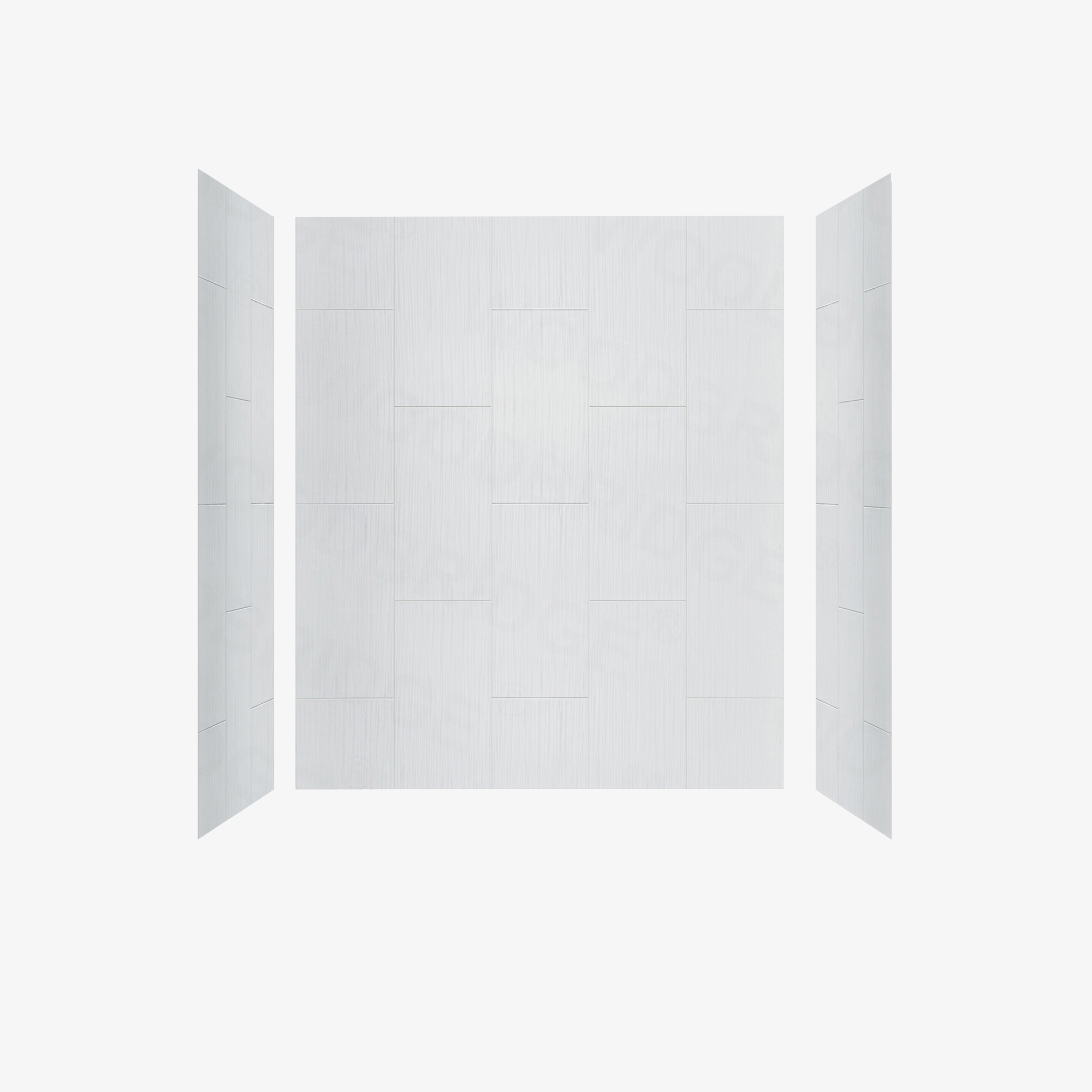  WOODBRIDGE  Solid Surface 3-Panel Shower Wall Kit, 32-in L x 60-in W x 75-in H, Stacked block in a staggered vertical pattern.  Matte Finish, White_11714