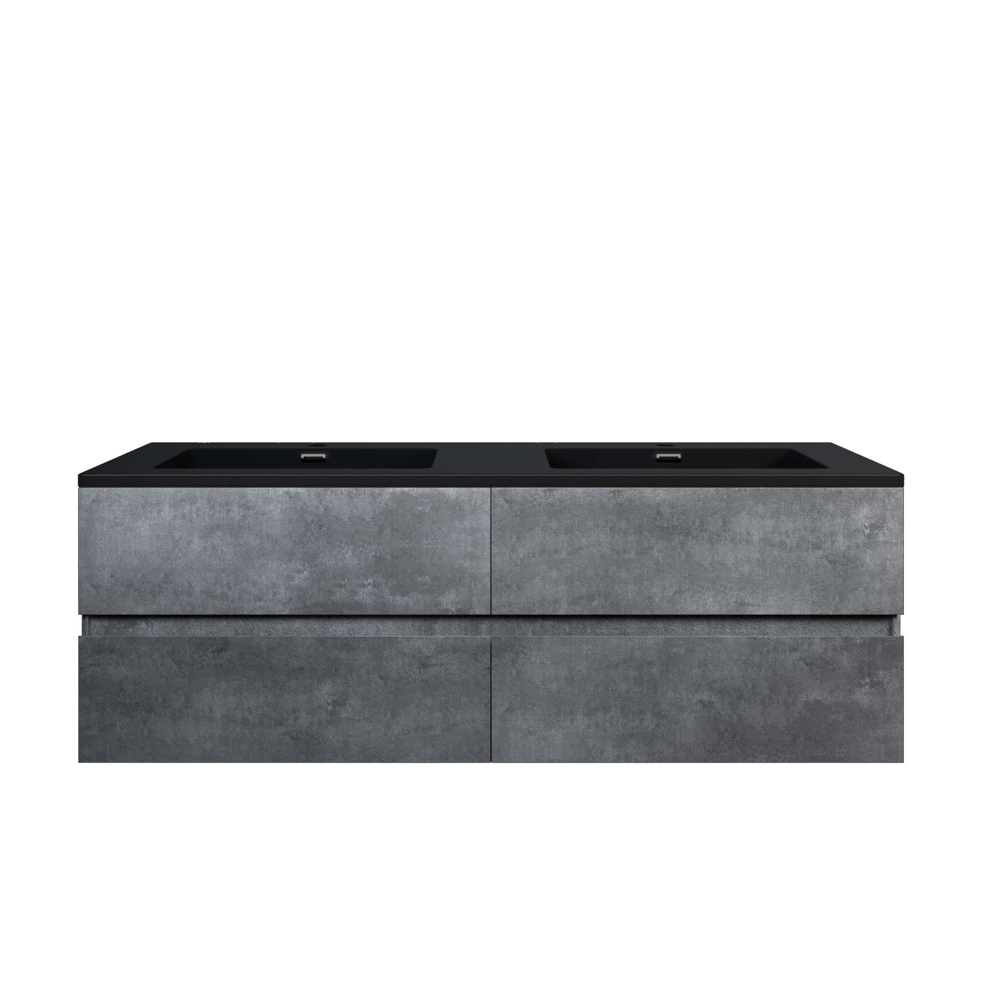 WOODBRIDGE 59 in. W x 18-7/8 in. D Contemporary Wall Hung Floating Vanity in Gray with Quartz Sand Composite Vanity Top in Black with matching finish sink._12663