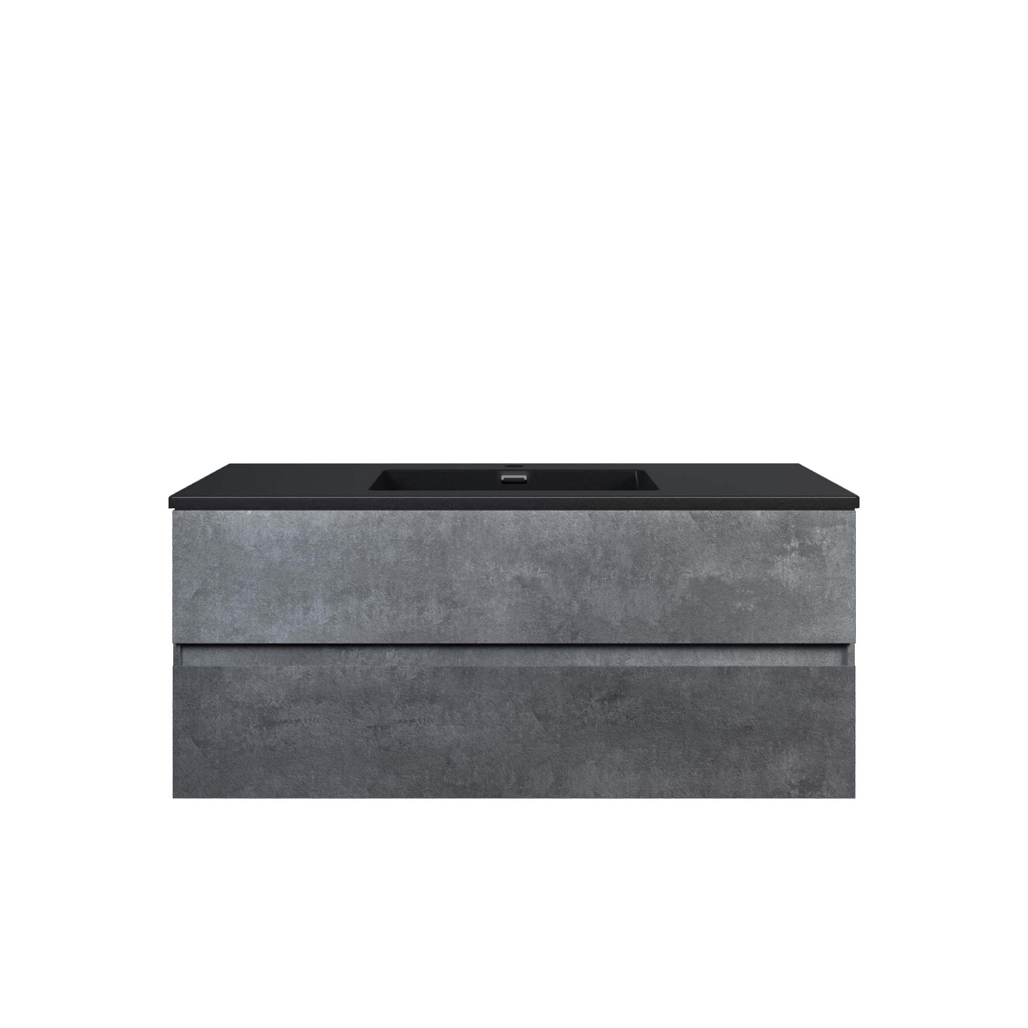  WOODBRIDGE 48 in. W x 18-7/8 in. D Contemporary Wall Hung Floating Vanity in Gray with Quartz Sand Composite Vanity Top in Black with matching finish sink._12675