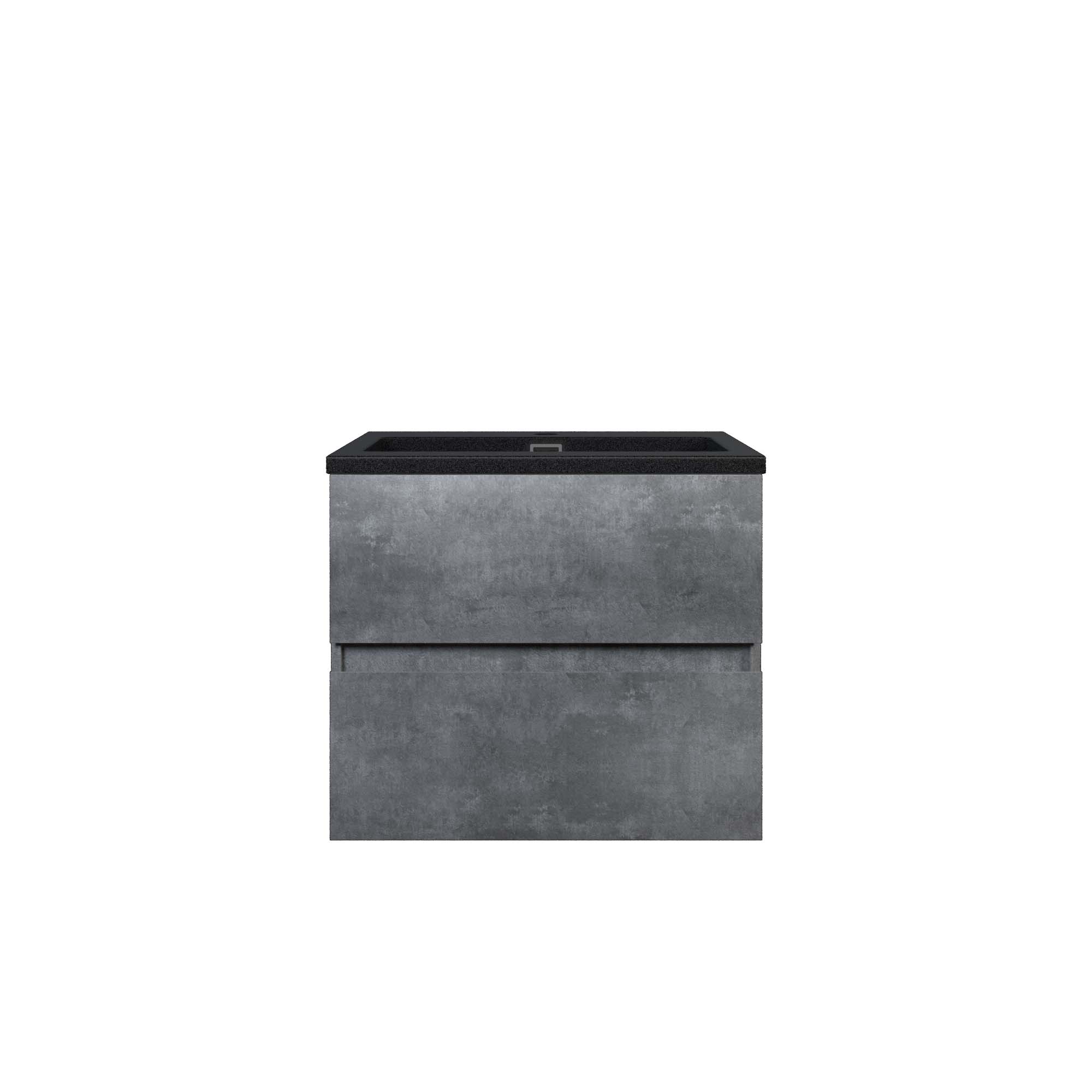  WOODBRIDGE 24 in. W x 18-7/8 in. D Contemporary Wall Hung Floating Vanity in Gray with Quartz Sand Composite Vanity Top in Black with matching finish sink._12699