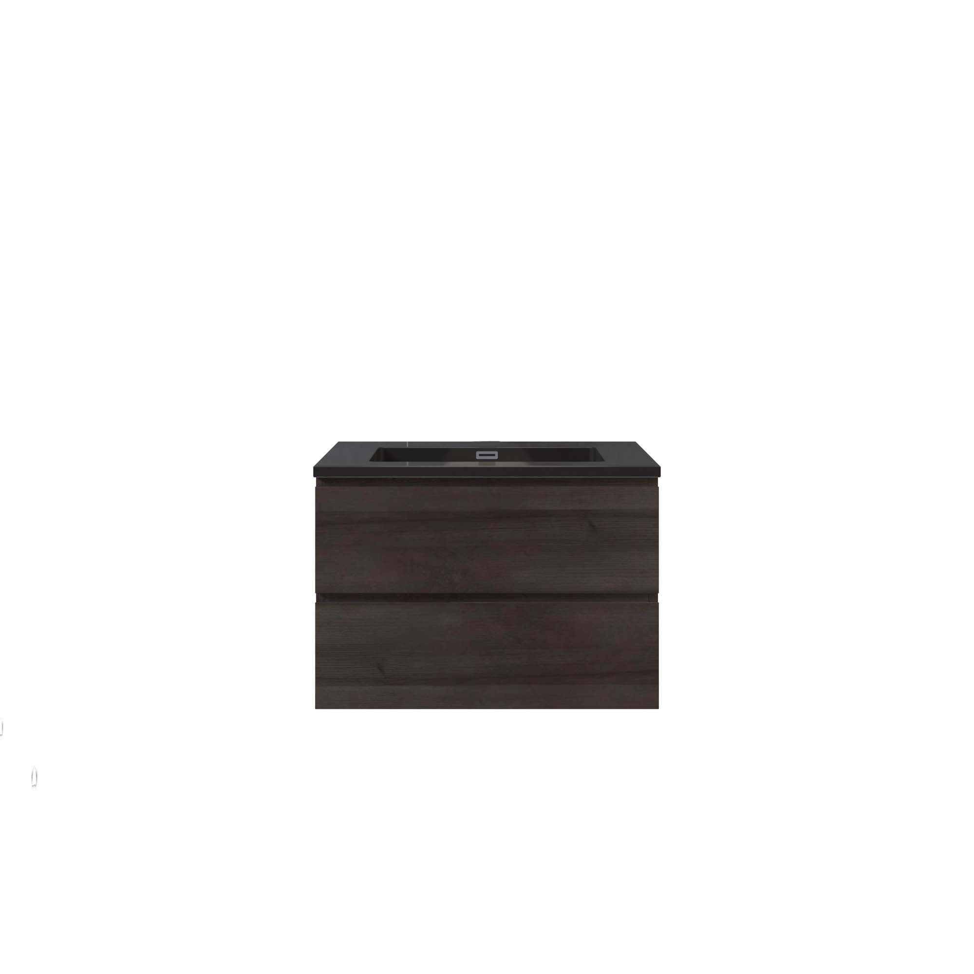  WOODBRIDGE 30 in. W x 18-7/8 in. D Contemporary Wall Hung Floating Vanity in Grey Oak with Quartz Sand Composite Vanity Top in Black with matching finish sink._12758