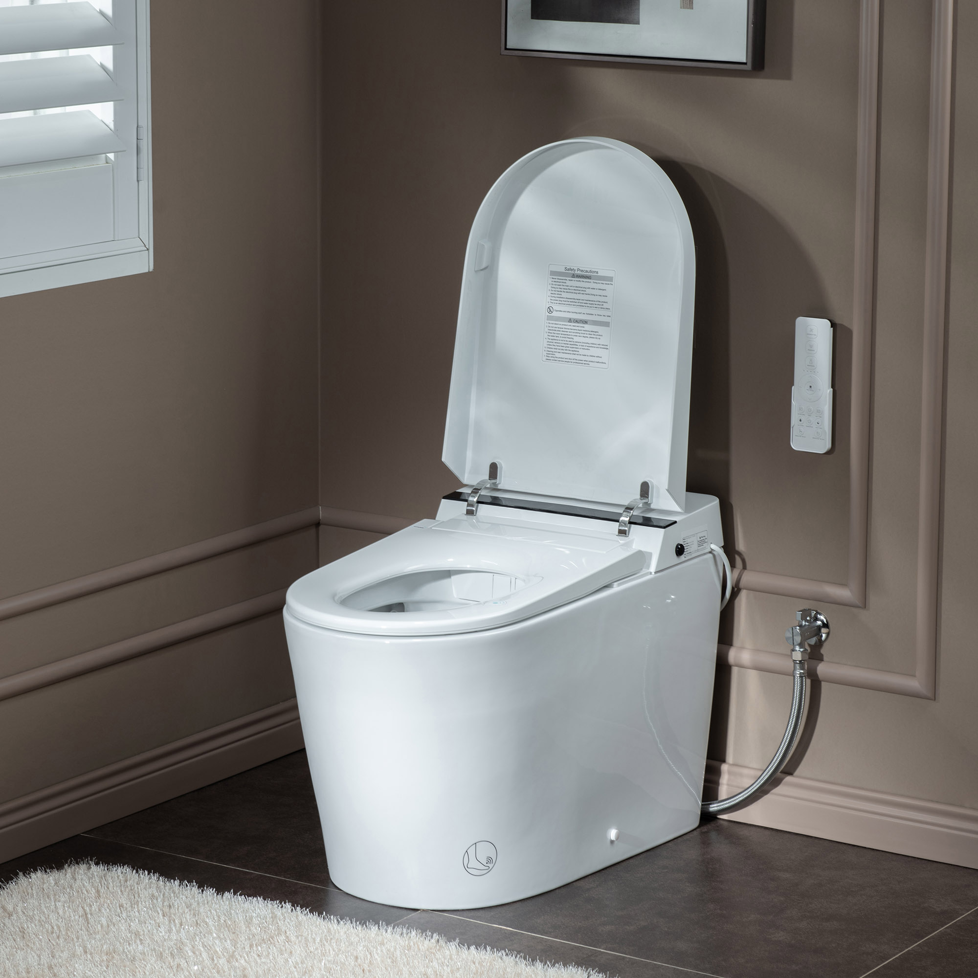  WOODBRIDGE B0990S One Piece Elongated Smart Toilet Bidet with Auto Open & Close, Auto Flush, Foot Sensor Flush, LED Temperature Display, Heated Seat and Integrated Multi Function Remote Control, White_2118