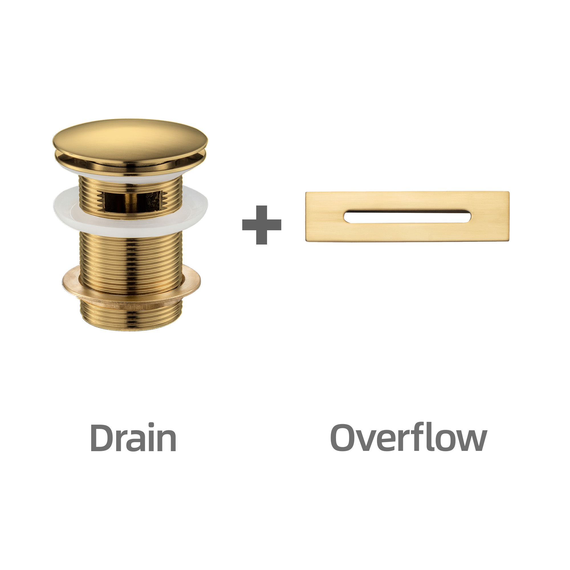  Brushed Gold Pop Up Drain & Overflow Kit_13879