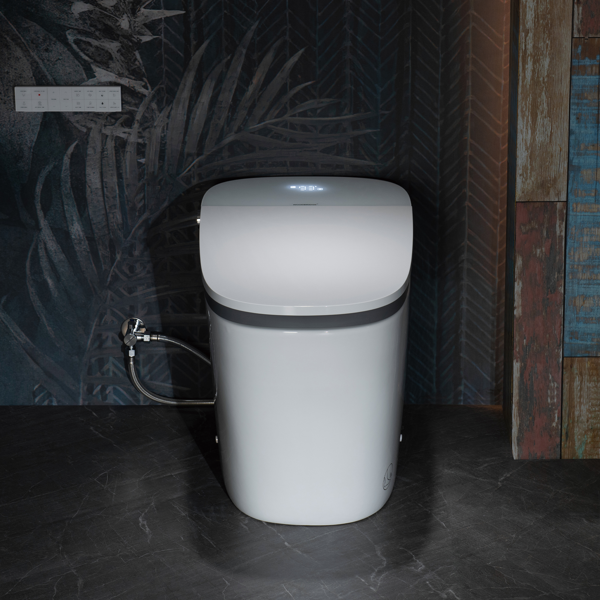 WOODBRIDGE B0931S Smart Bidet Toilet with 1.28 GPF Dual Flush Auto Open & Close, Foot Sensor Flush, Voice Control,1000 Gram Map Flushing Score, LED Display, Chair Height Design and Cleaning Foam Dispenser