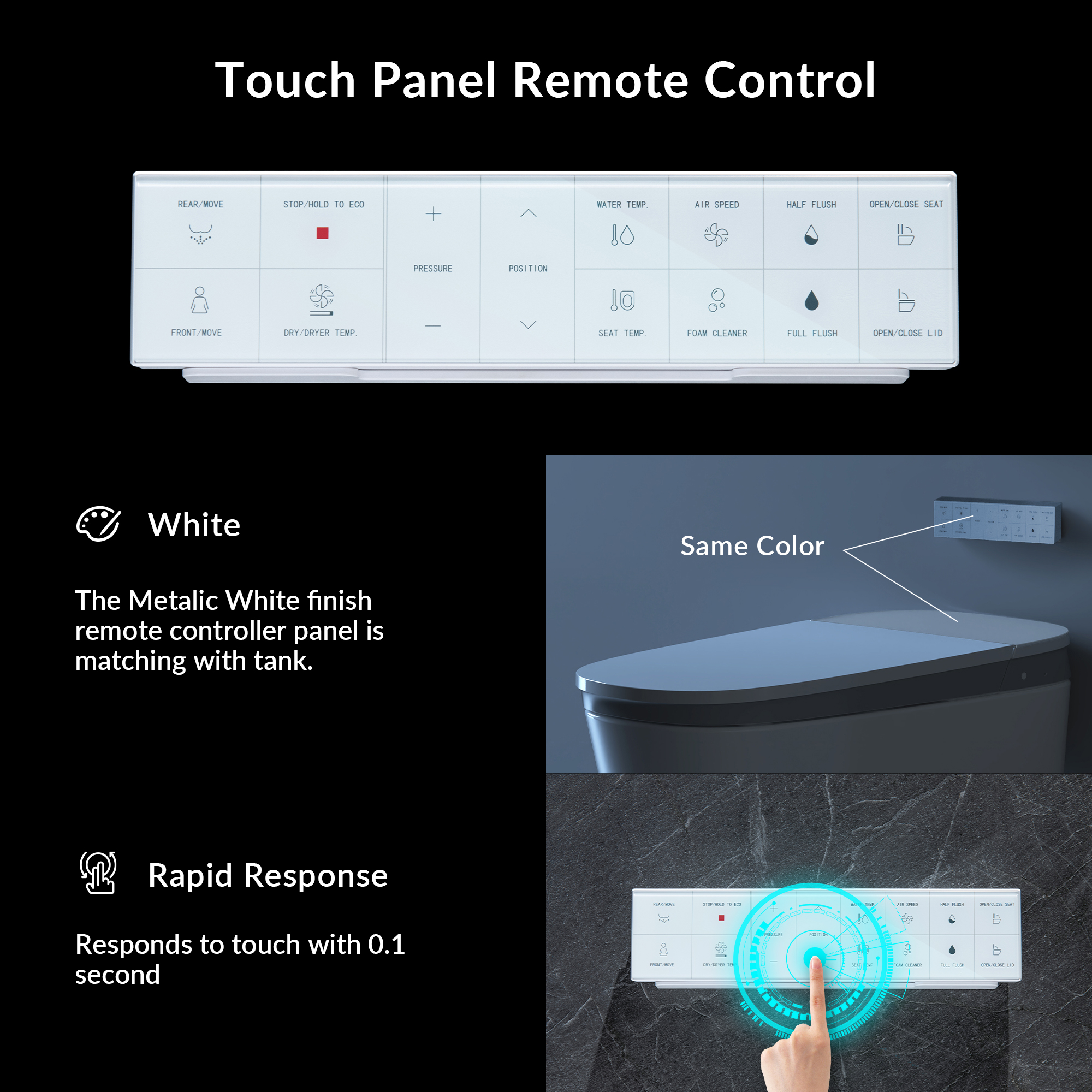  WOODBRIDGE B0931S Smart Bidet Toilet with 1.28 GPF Dual Flush Auto Open & Close, Foot Sensor Flush, Voice Control,1000 Gram Map Flushing Score, LED Display, Chair Height Design and Cleaning Foam Dispenser_13935