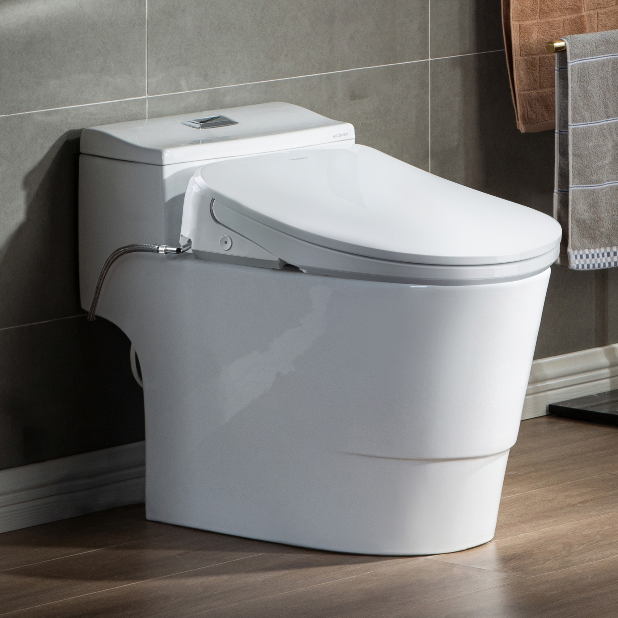  WOODBRIDGE Elongated 1-Piece Toilet with Advanced Auto Open & Close Bidet Smart Toilet Seat, Child Wash, 1000 Gram MaP Flushing Score, 1.28 GPF Dual, Water Sensed_15250
