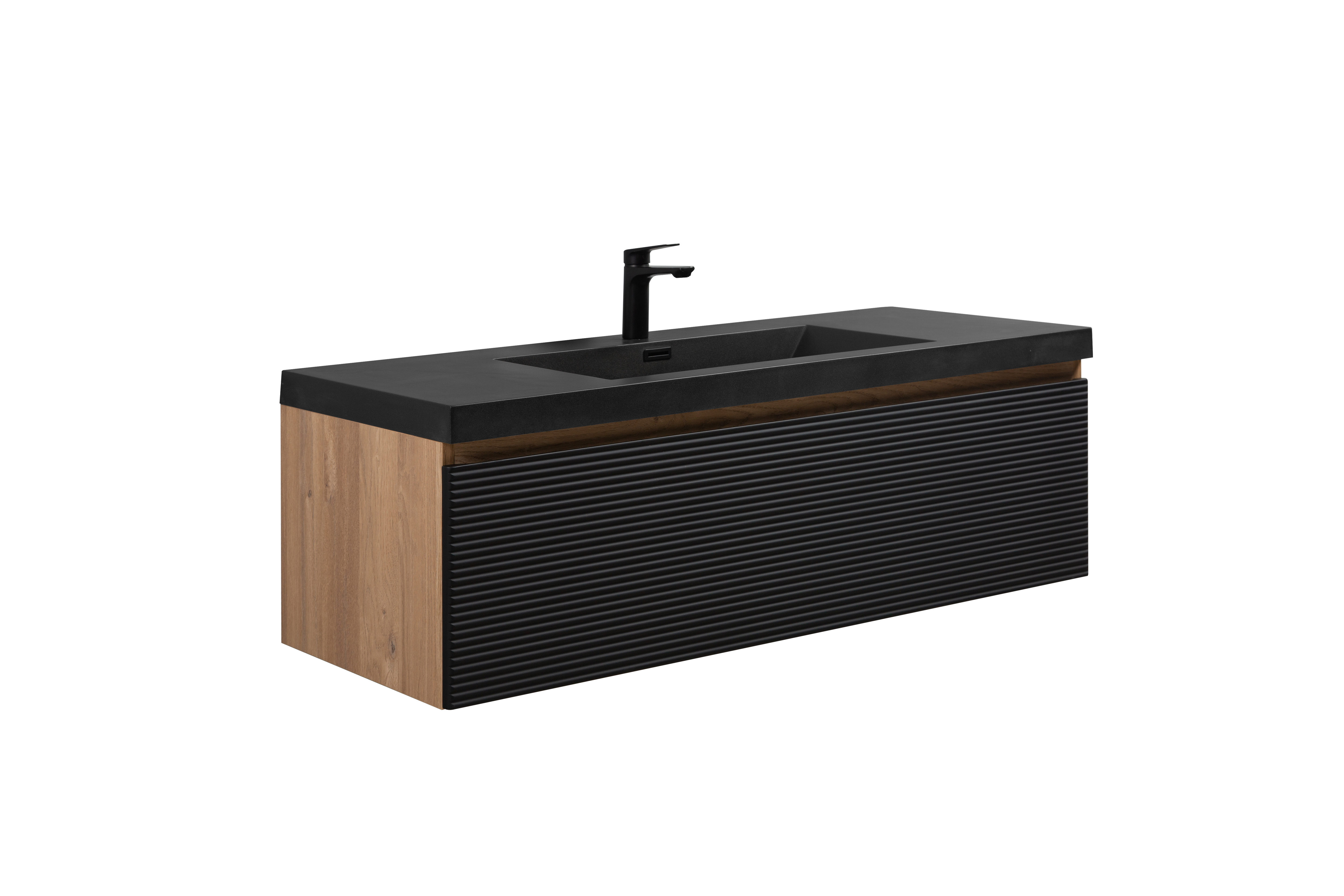  WOODBRIDGE 47-1/4 in. W x 19-5/8 in. D Wall Mounted Floating Multi-layer Engineering Wood Bathroom Vanity with Premium Black Sintered Stone Vanity Top_19587