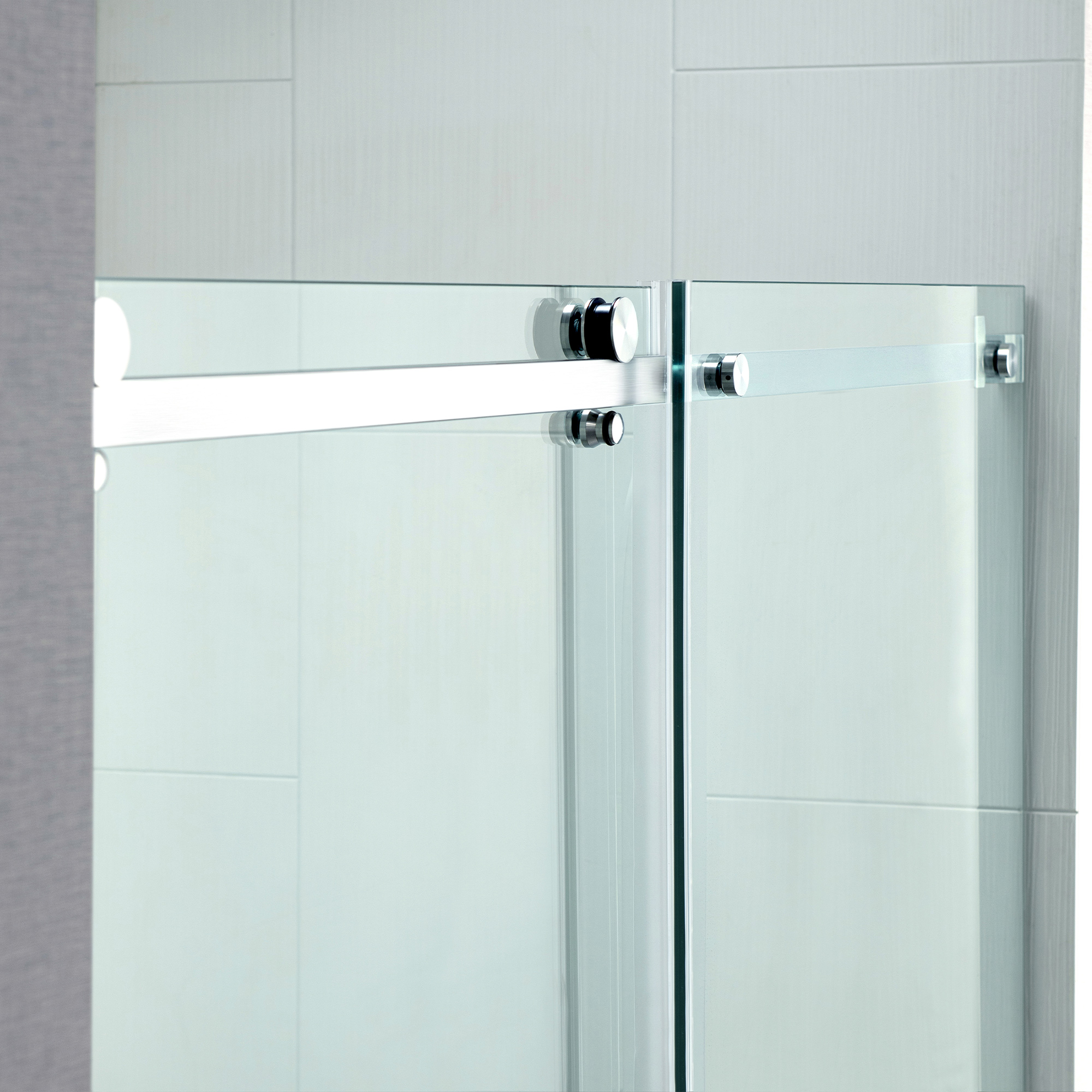  WOODBRIDGE Frameless Single Sliding Shower Doors in Polished Chrome Finish, 44-48