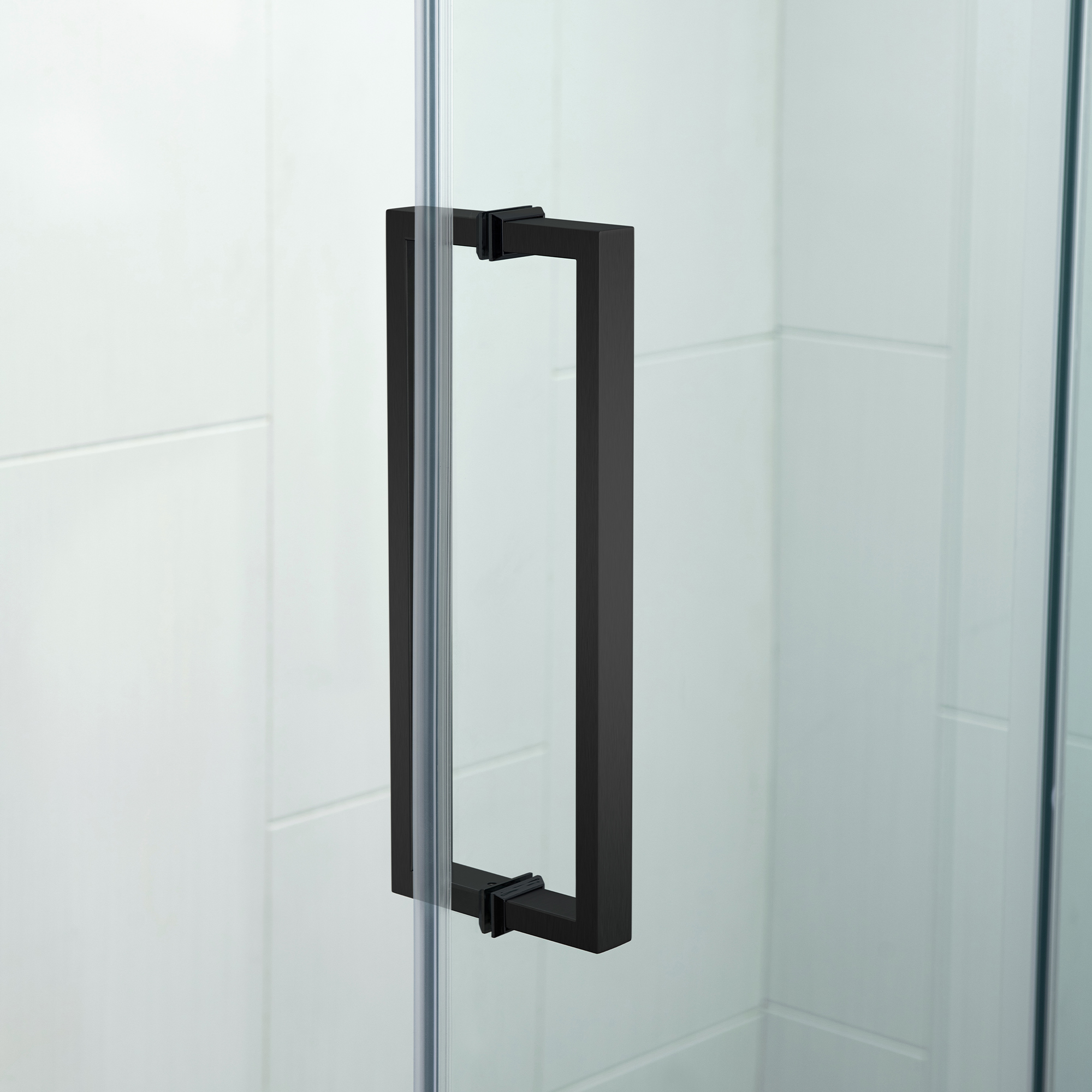  WOODBRIDGE Frameless Single Sliding Shower Doors in Matte Black Finish, 44-48