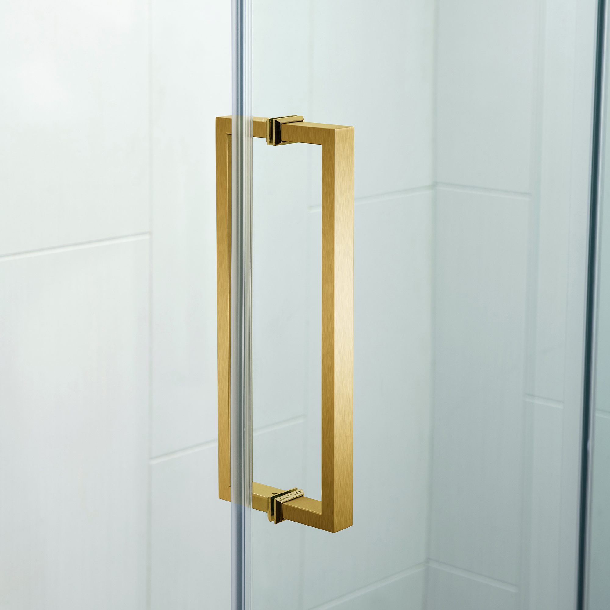  WOODBRIDGE Frameless Single Sliding Shower Doors in Brushed Gold Finish, 44-48