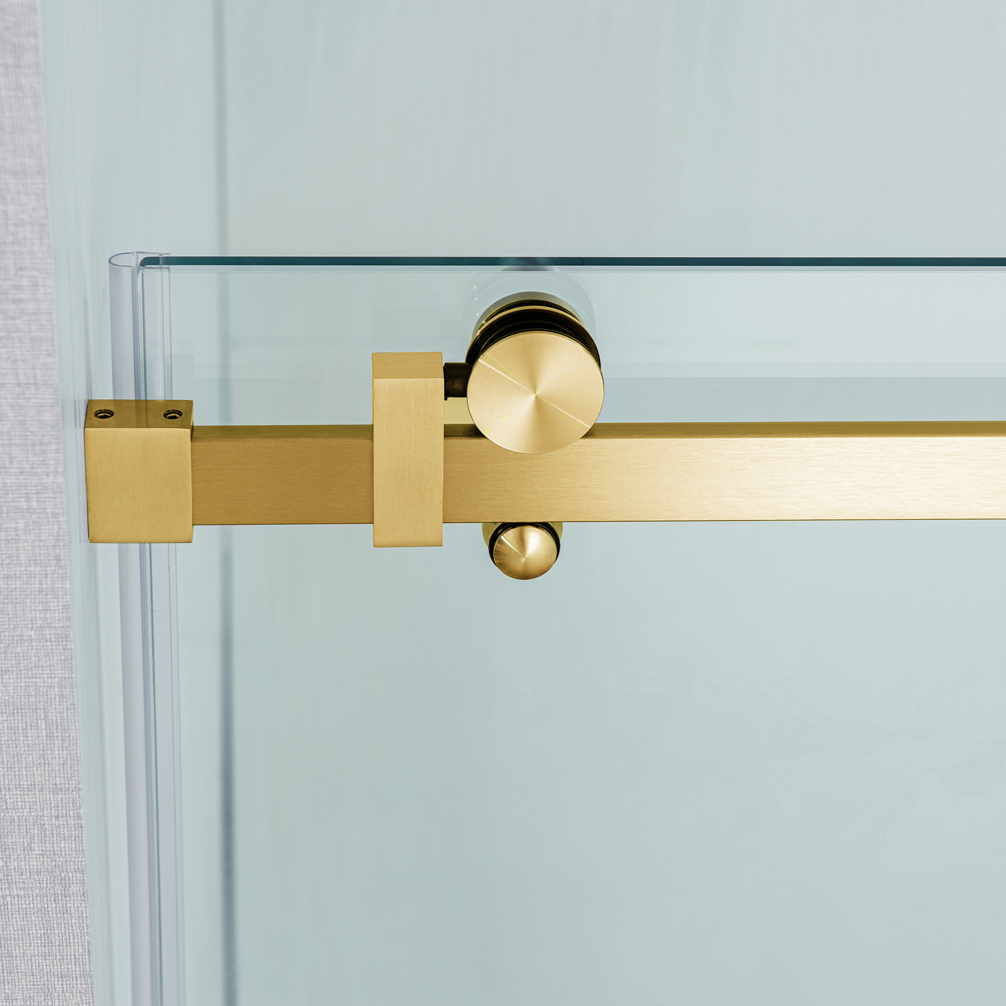  WOODBRIDGE Frameless Single Sliding Shower Doors in Brushed Gold Finish, 44-48