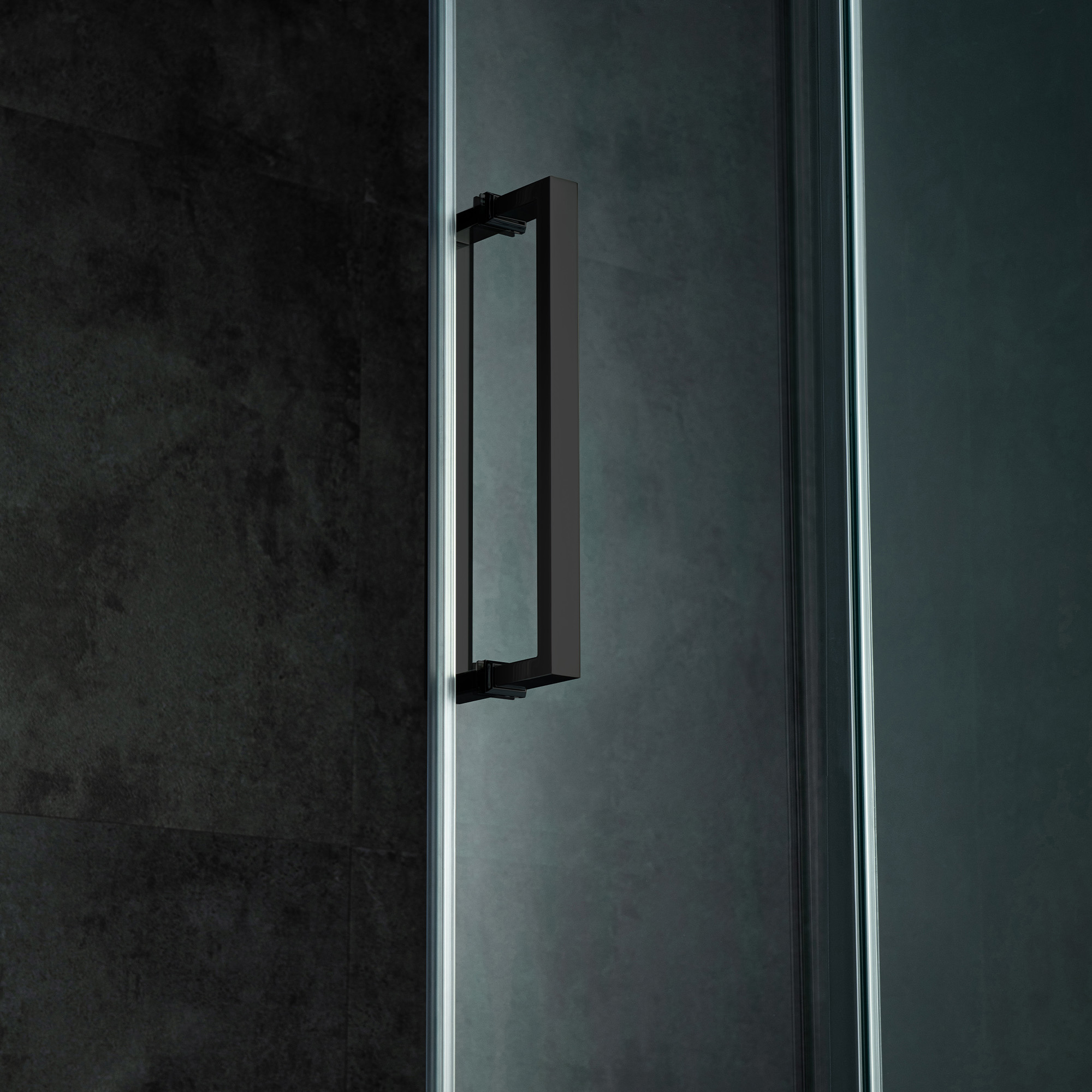  WOODBRIDGE Frameless Single Sliding Shower Doors in Matte Black Finish, 56-60