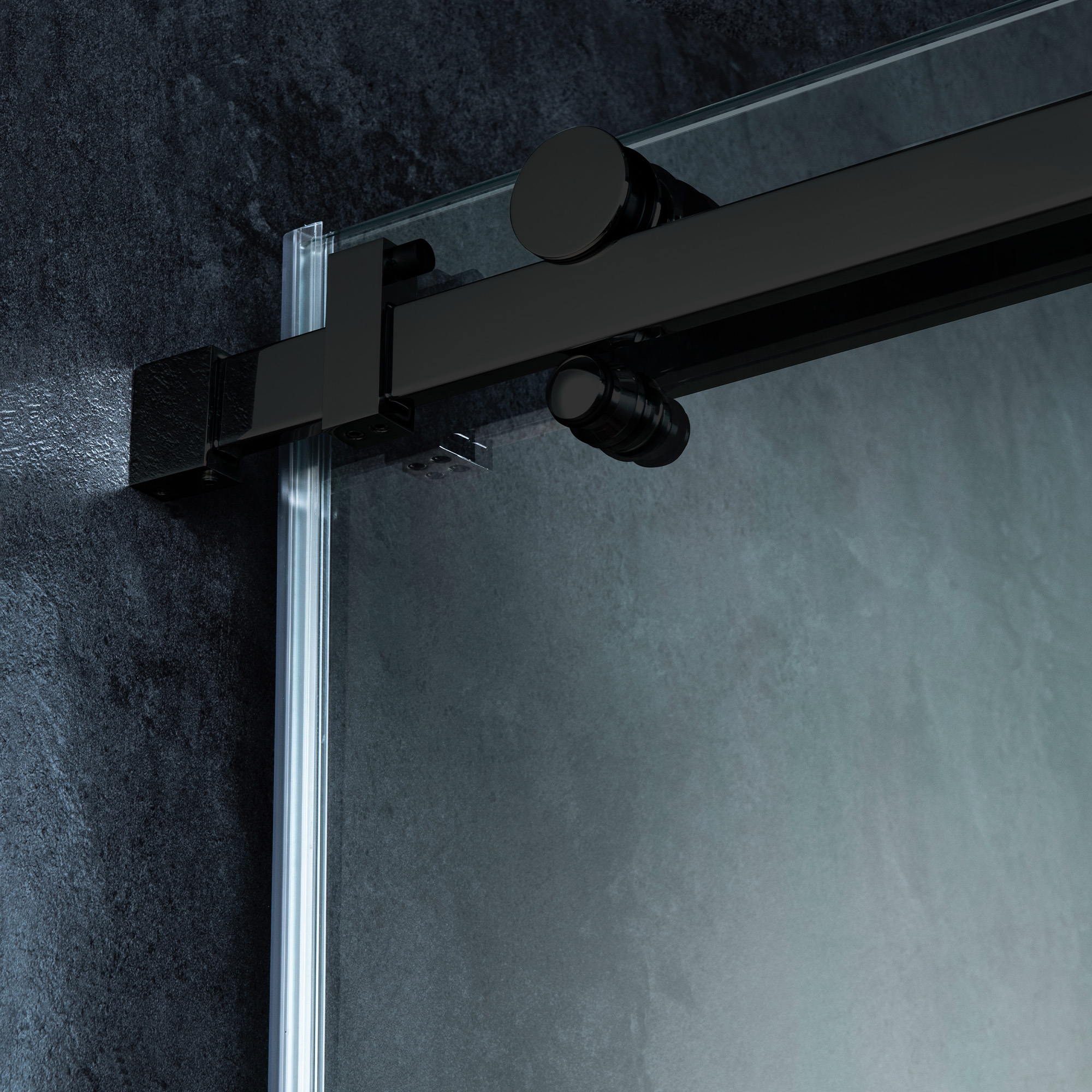  WOODBRIDGE Frameless Single Sliding Shower Doors in Matte Black Finish, 56-60