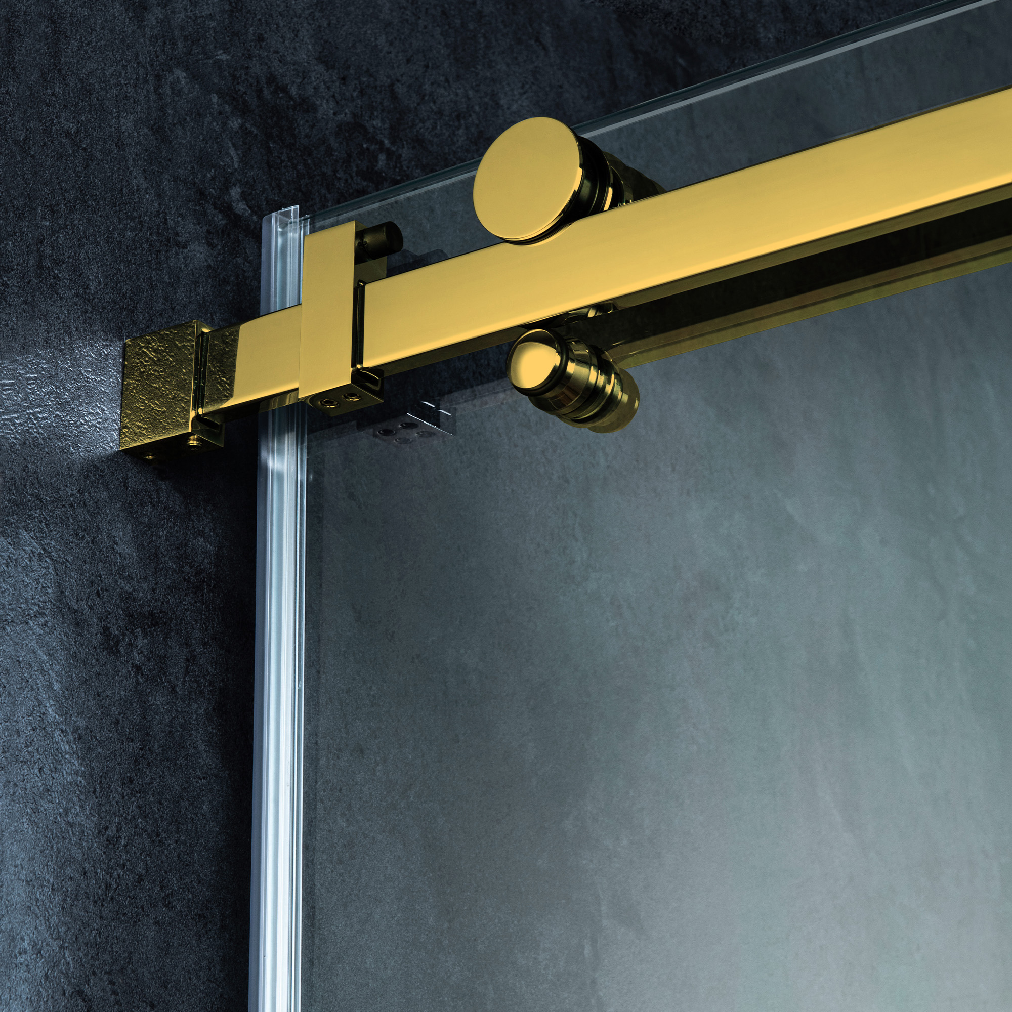  WOODBRIDGE Frameless Single Sliding Shower Doors in Brushed Gold Finish, 56-60