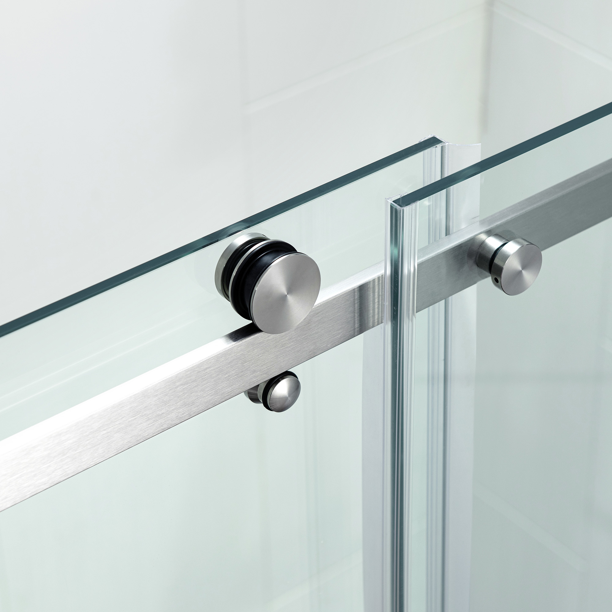  WOODBRIDGE Frameless Single Sliding Shower Doors in Brushed Nickel Finish, 56-60