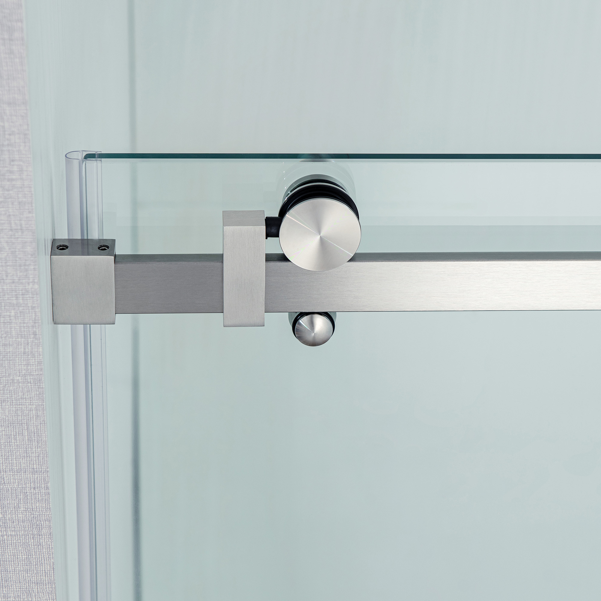  WOODBRIDGE Frameless Single Sliding Shower Doors in Brushed Nickel Finish, 56-60