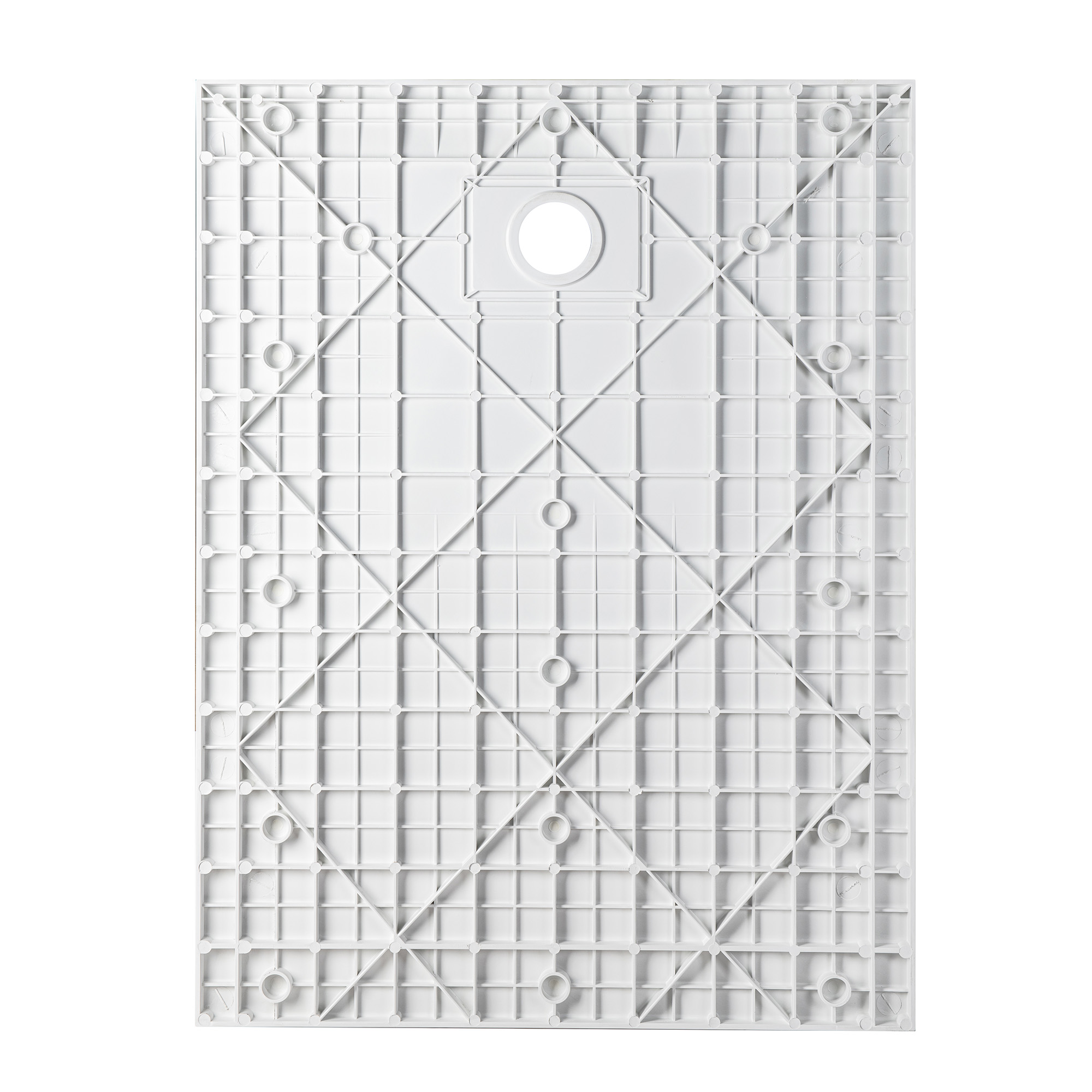  WOODBRIDGE 47.25 in L x 31.5 in W Zero Threshold End Drain Shower Base with Reversible Drain Placement, Matching Decorative Drain Plate and Tile Flange, Wheel Chair Access, Low Profile, White_20365