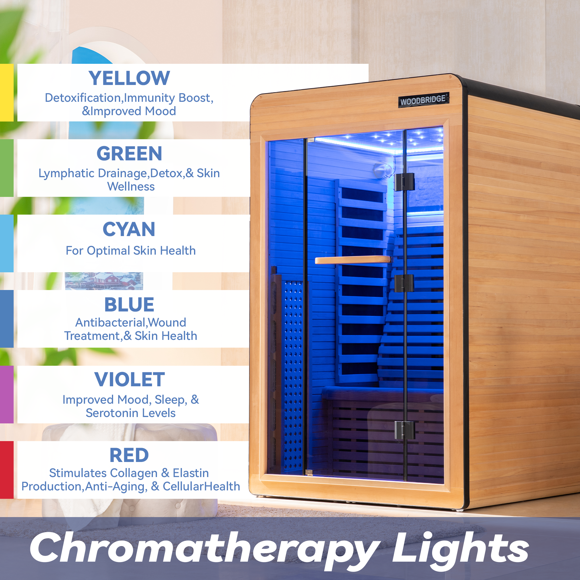  2 Person Canadian Hemlock Wood Infrared Sauna For Home With Touch-Tone Keypad, Led Color Therapy Light, Tempered Glass Door And A Top Vent_20798