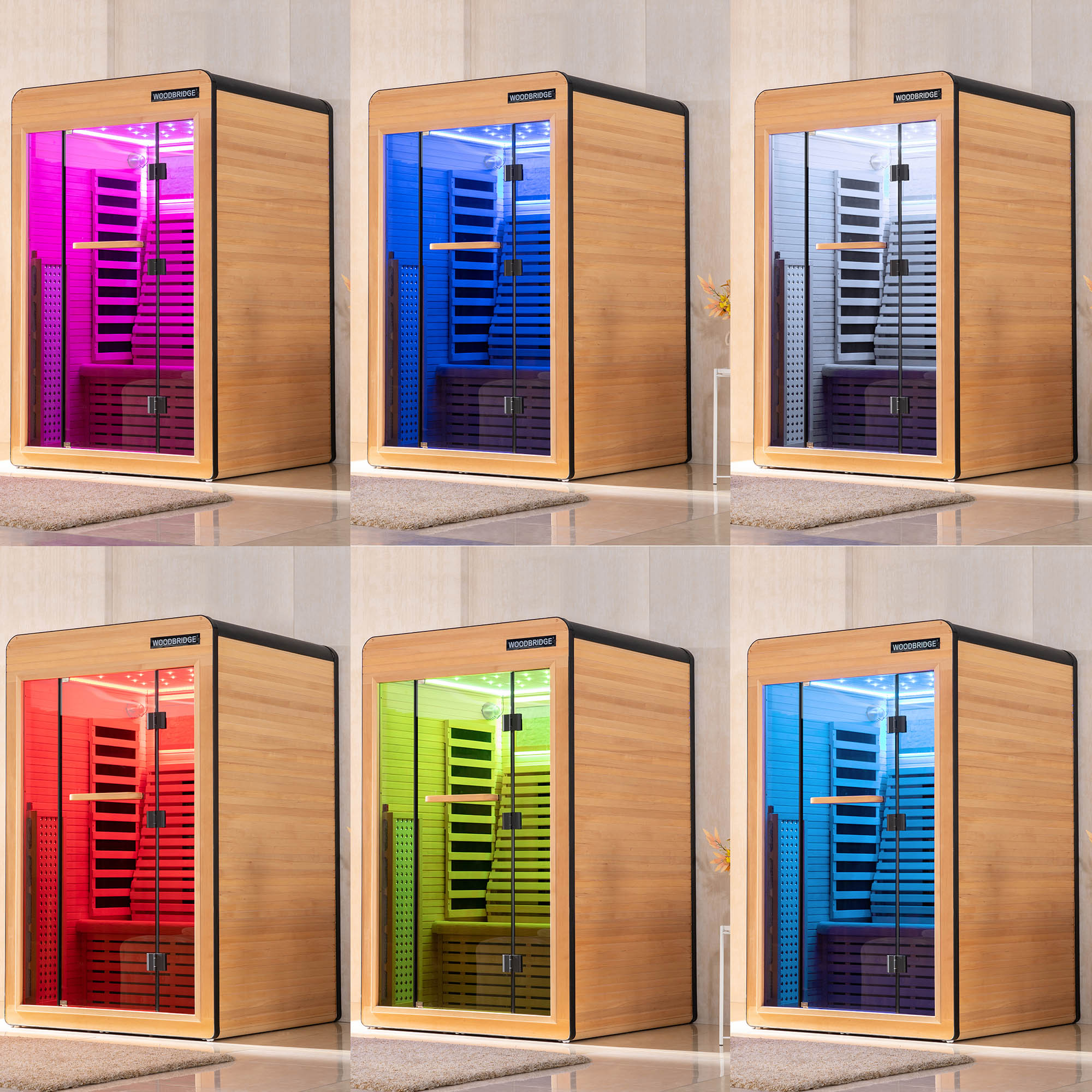  2 Person Canadian Hemlock Wood Infrared Sauna For Home With Touch-Tone Keypad, Led Color Therapy Light, Tempered Glass Door And A Top Vent_20994