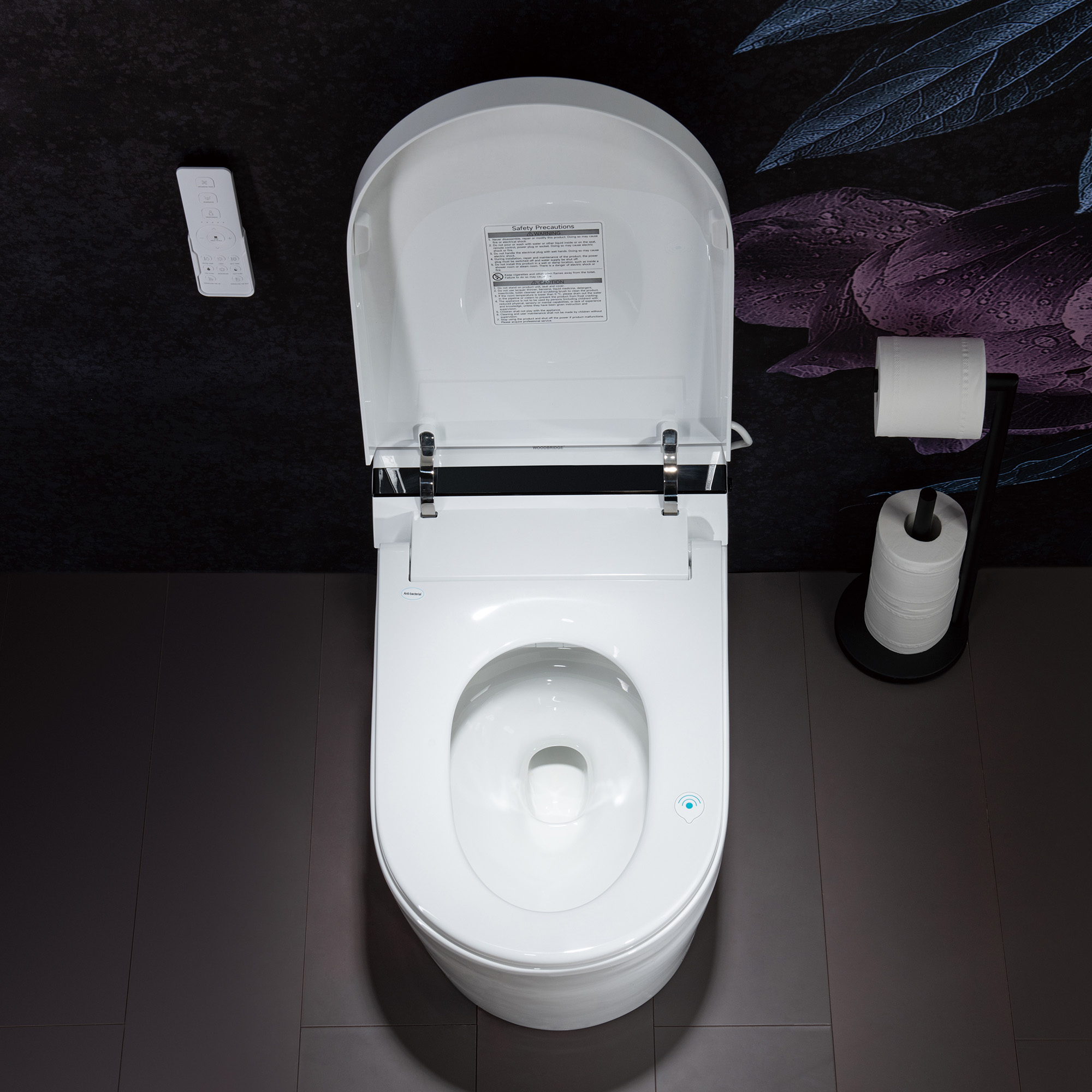  WOODBRIDGE B0990S One Piece Elongated Smart Toilet Bidet with Auto Open & Close, Auto Flush, Foot Sensor Flush, LED Temperature Display, Heated Seat and Integrated Multi Function Remote Control, White_21018