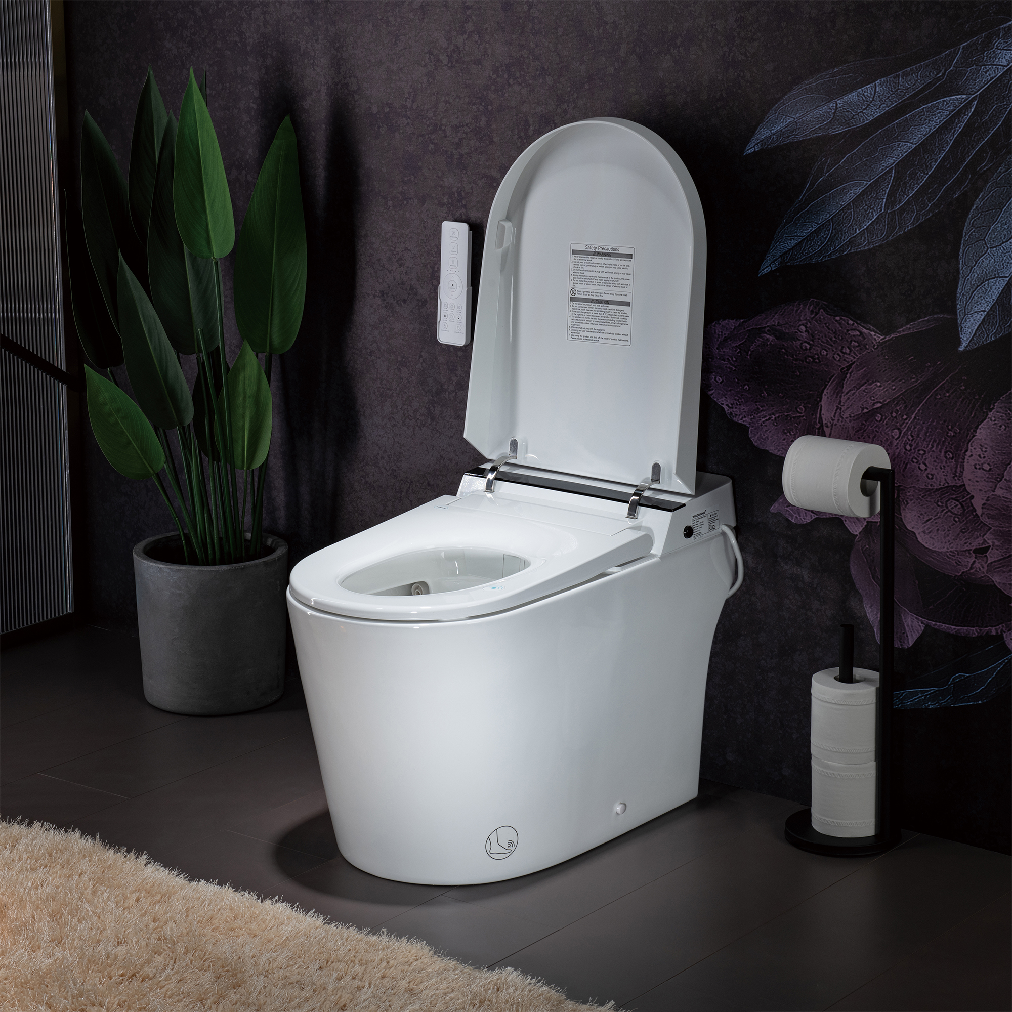  WOODBRIDGE B0990S One Piece Elongated Smart Toilet Bidet with Auto Open & Close, Auto Flush, Foot Sensor Flush, LED Temperature Display, Heated Seat and Integrated Multi Function Remote Control, White_21020