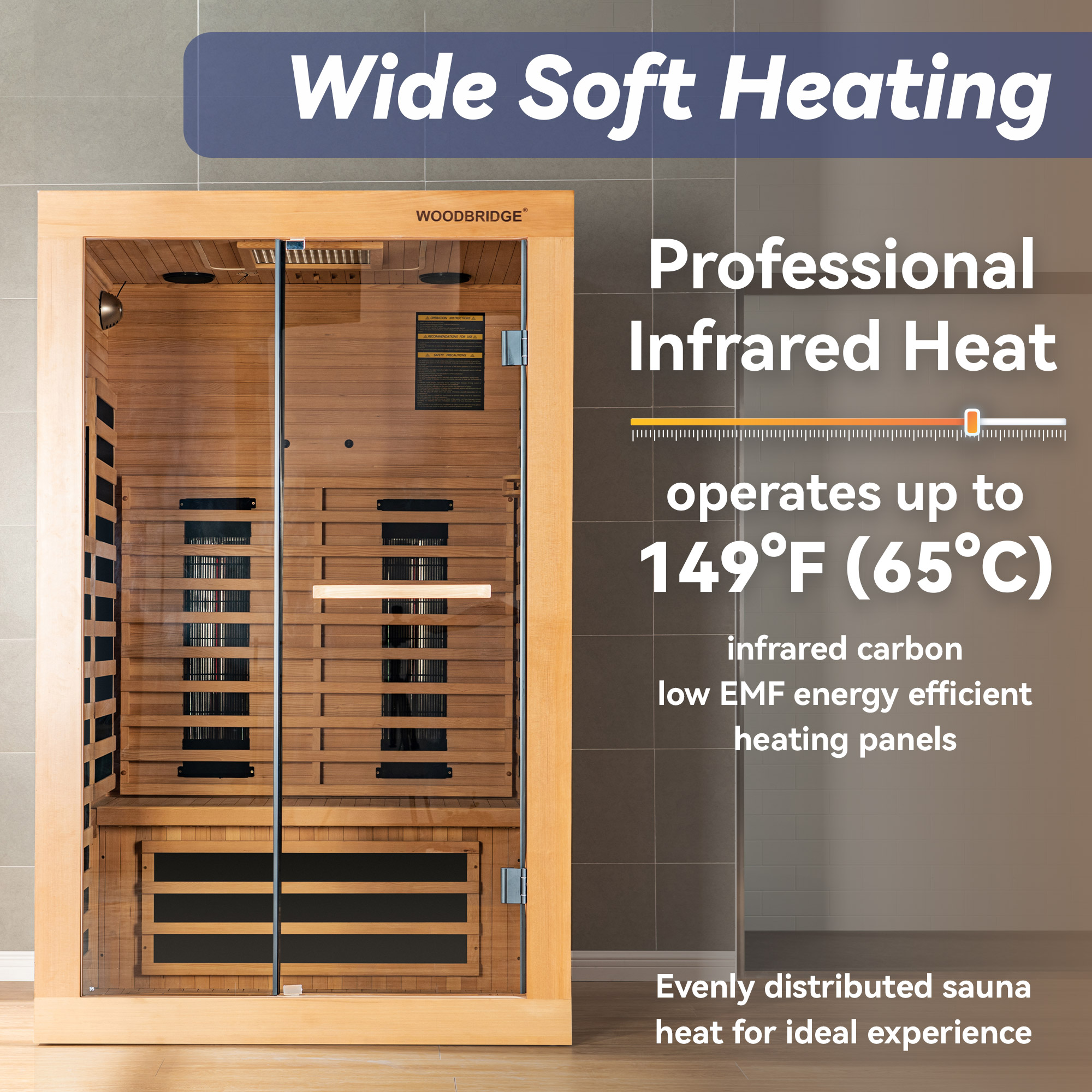  2 Person Canadian Hemlock Wood Infrared Sauna For Home With Touch-Tone Keypad, Led Color Therapy Light, Tempered Glass Door And A Top Vent_20956