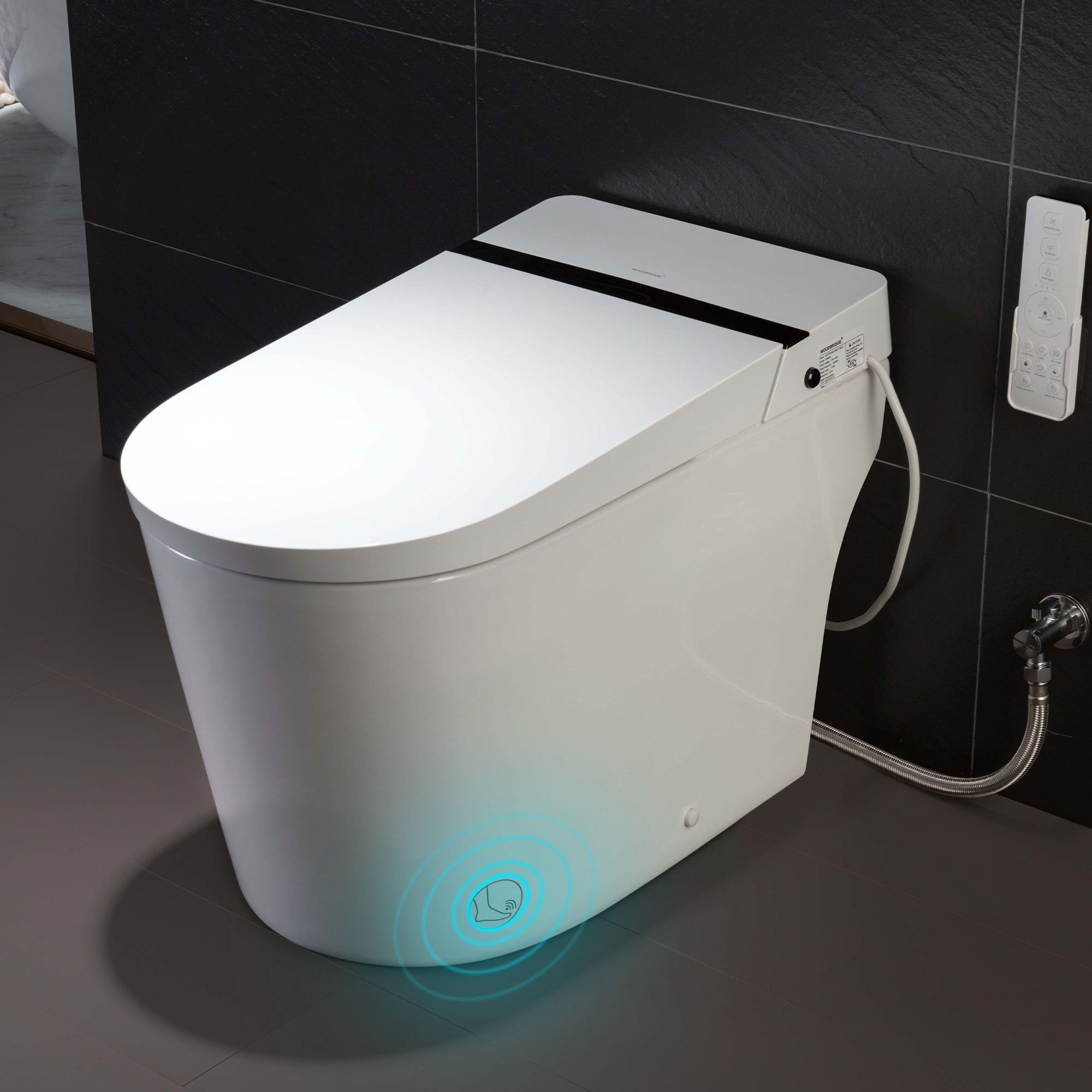 WOODBRIDGE B0990S One Piece Elongated Smart Toilet Bidet with Auto Open & Close, Auto Flush, Foot Sensor Flush, LED Temperature Display, Heated Seat and Integrated Multi Function Remote Control, White