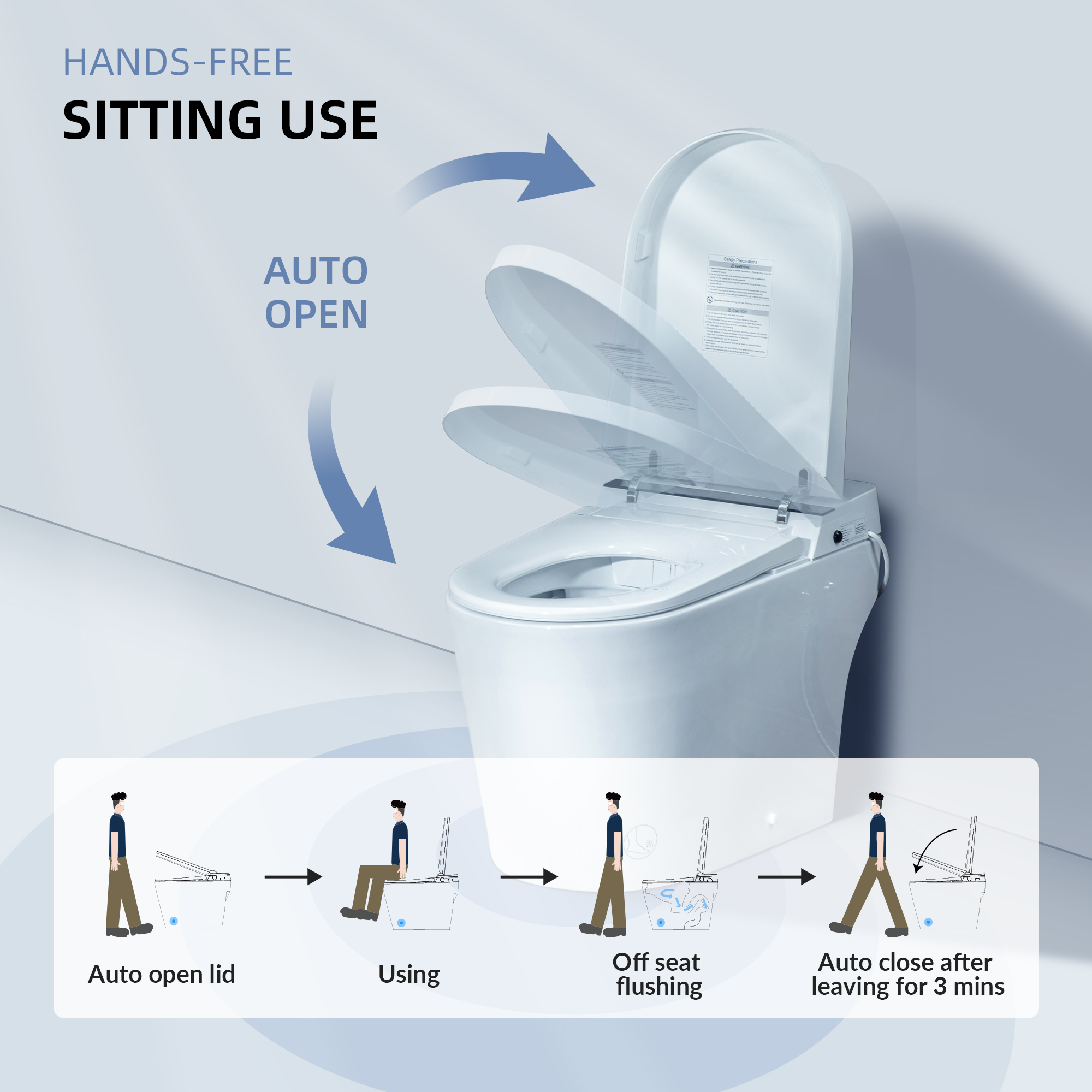  WOODBRIDGE B0990S One Piece Elongated Smart Toilet Bidet with Auto Open & Close, Auto Flush, Foot Sensor Flush, LED Temperature Display, Heated Seat and Integrated Multi Function Remote Control, White_21120