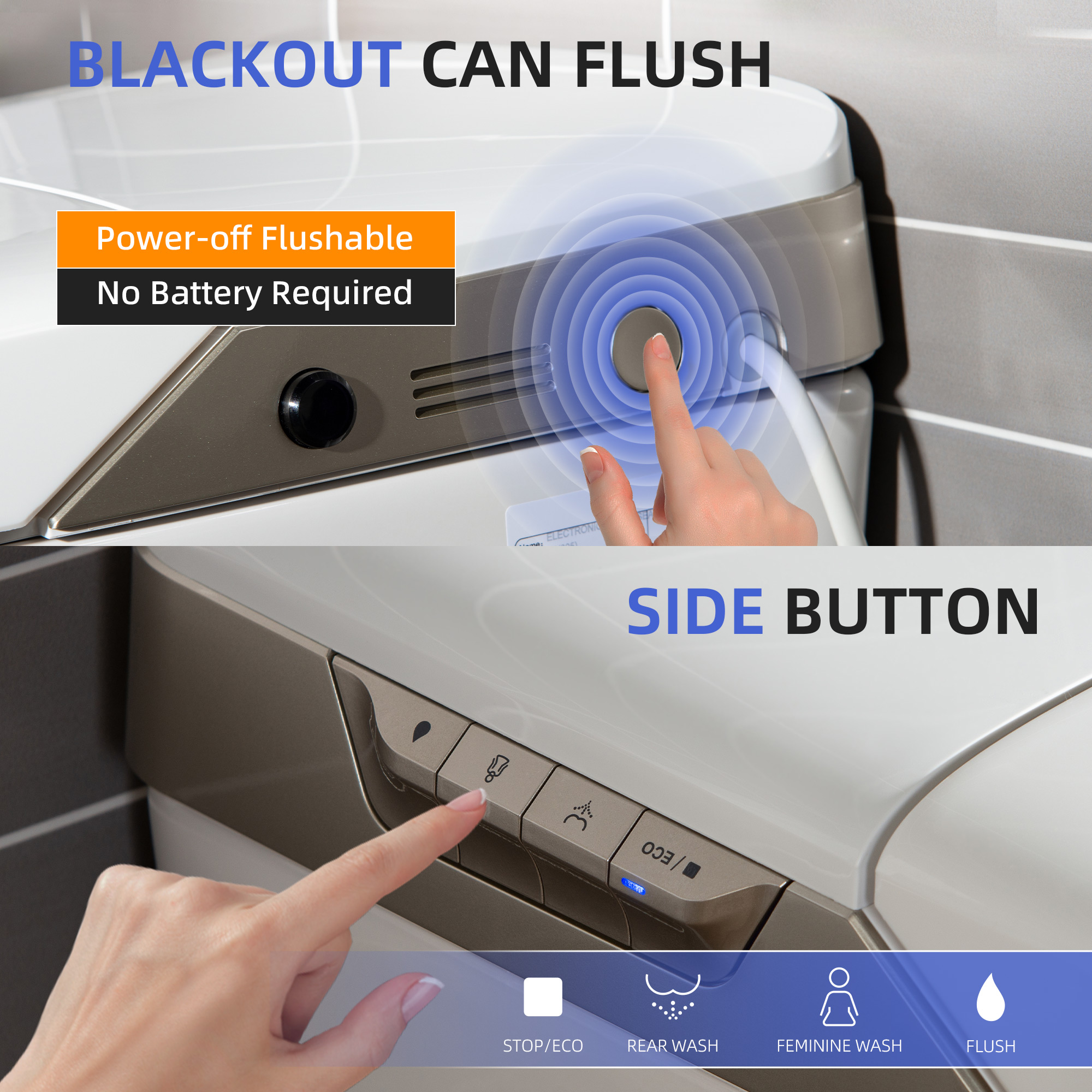  WOODBRIDGE Intelligent Smart Bidet Toilet, Auto Open & Close, Foot Sensor, Auto Quiet Flush, Backup Mechanical Flush, and Advanced Deodorization, White, EBT470_21159