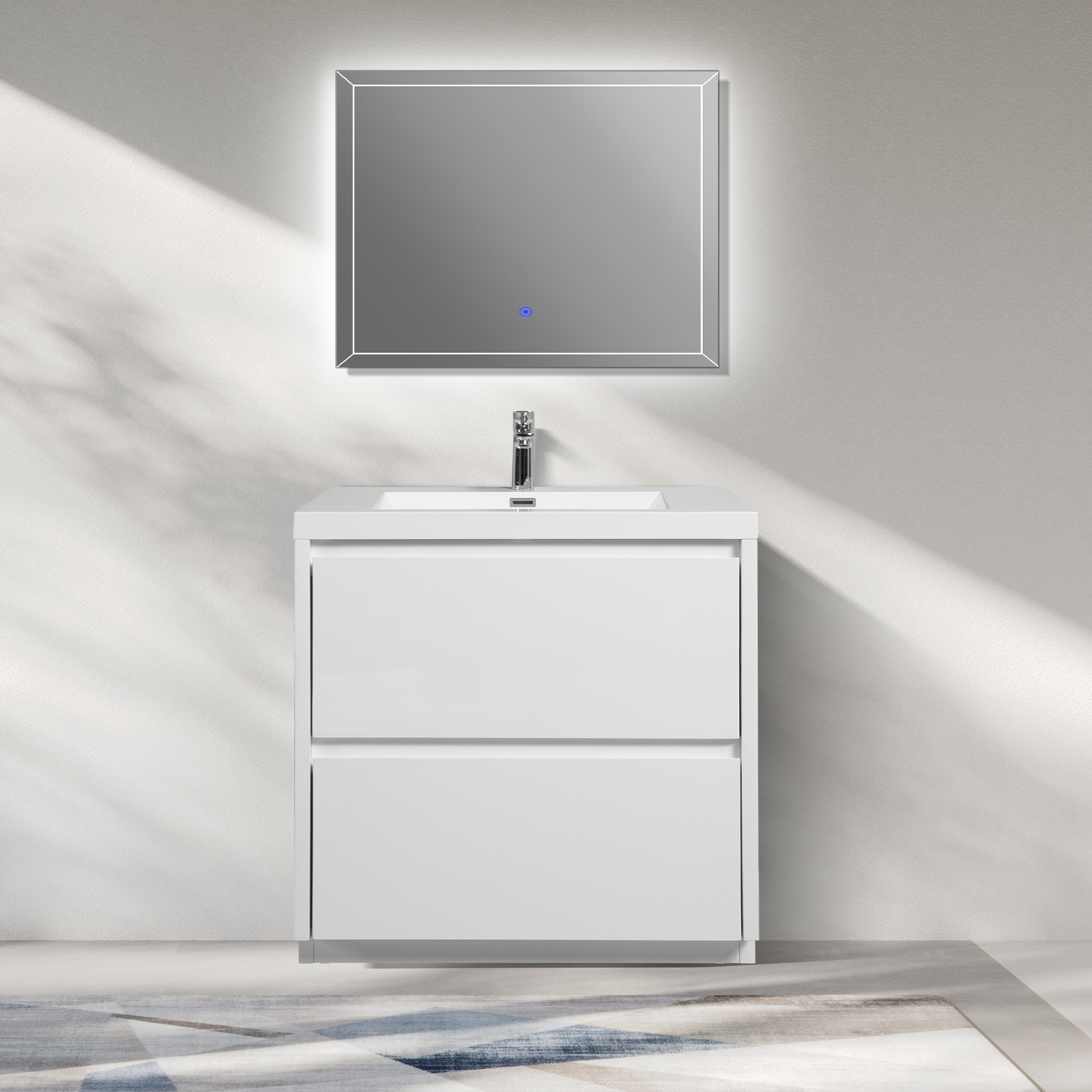 WOODBRIDGE 35-3/8 in. W x 19-5/8 in. D Freestanding Vanity with Resin Composite Vanity Top in White