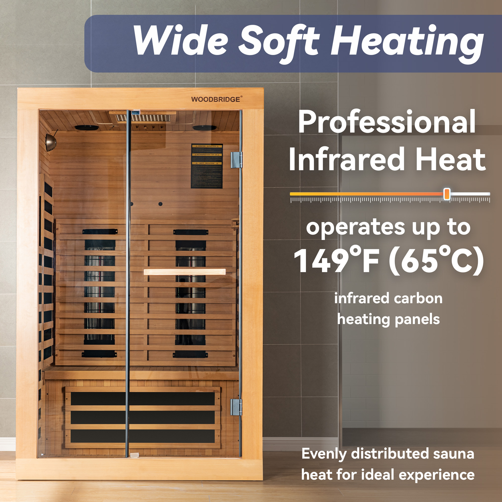  2 Person Canadian Hemlock Wood Infrared Sauna For Home With Touch-Tone Keypad, Led Color Therapy Light, Tempered Glass Door And A Top Vent_20956