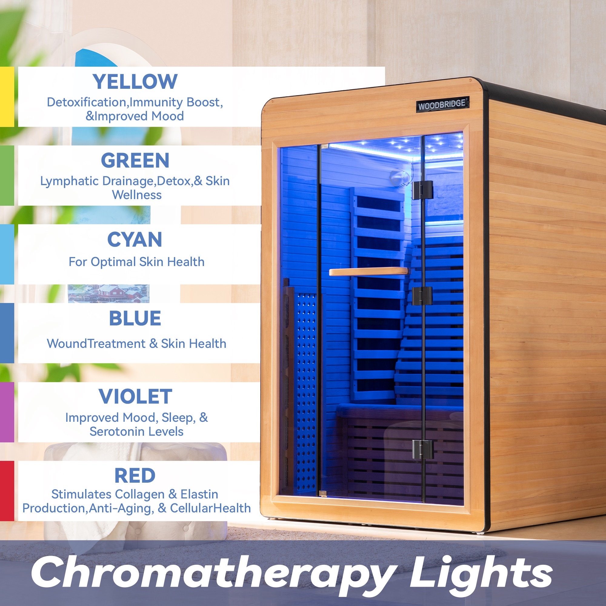  2 Person Canadian Hemlock Wood Infrared Sauna For Home With Touch-Tone Keypad, Led Color Therapy Light, Tempered Glass Door And A Top Vent_20980