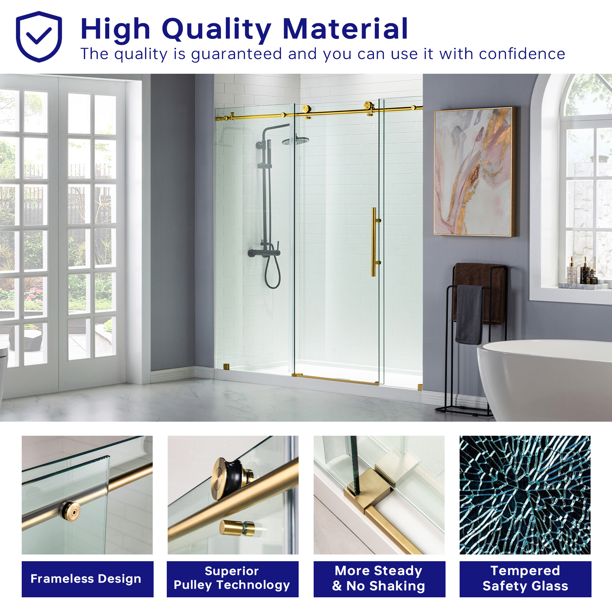  WOODBRIDGE Frameless Shower Doors 68-72
