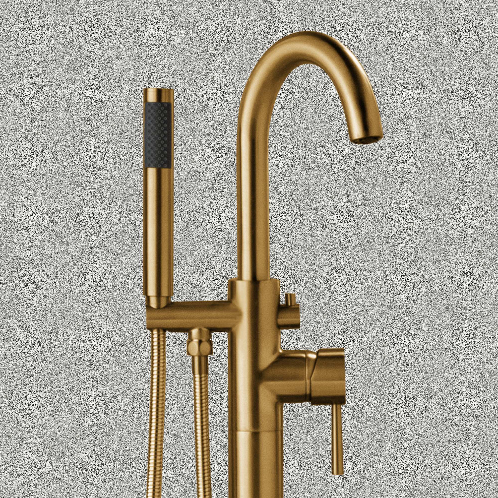  WOODBRIDGE F0026BGRD Contemporary Single Handle Floor Mount Freestanding Tub Filler Faucet with Cylinder Shape Hand shower in Brushed Gold Finish._24716