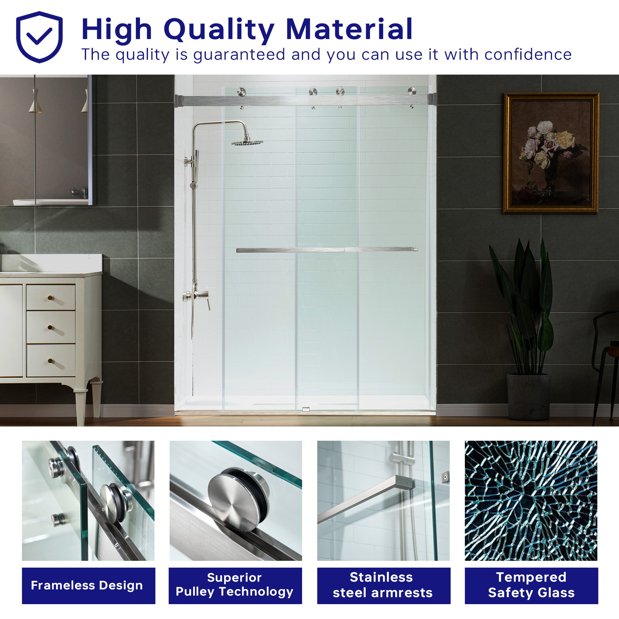  WOODBRIDGE Frameless Shower Doors 56-60