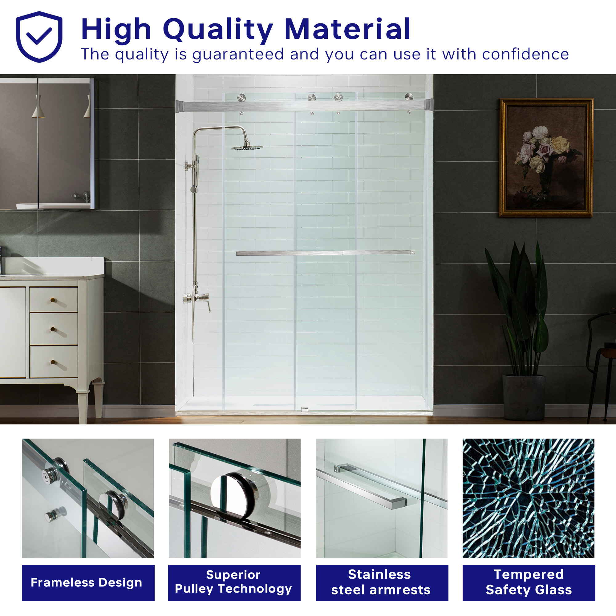  WOODBRIDGE Frameless Shower Doors 56-60