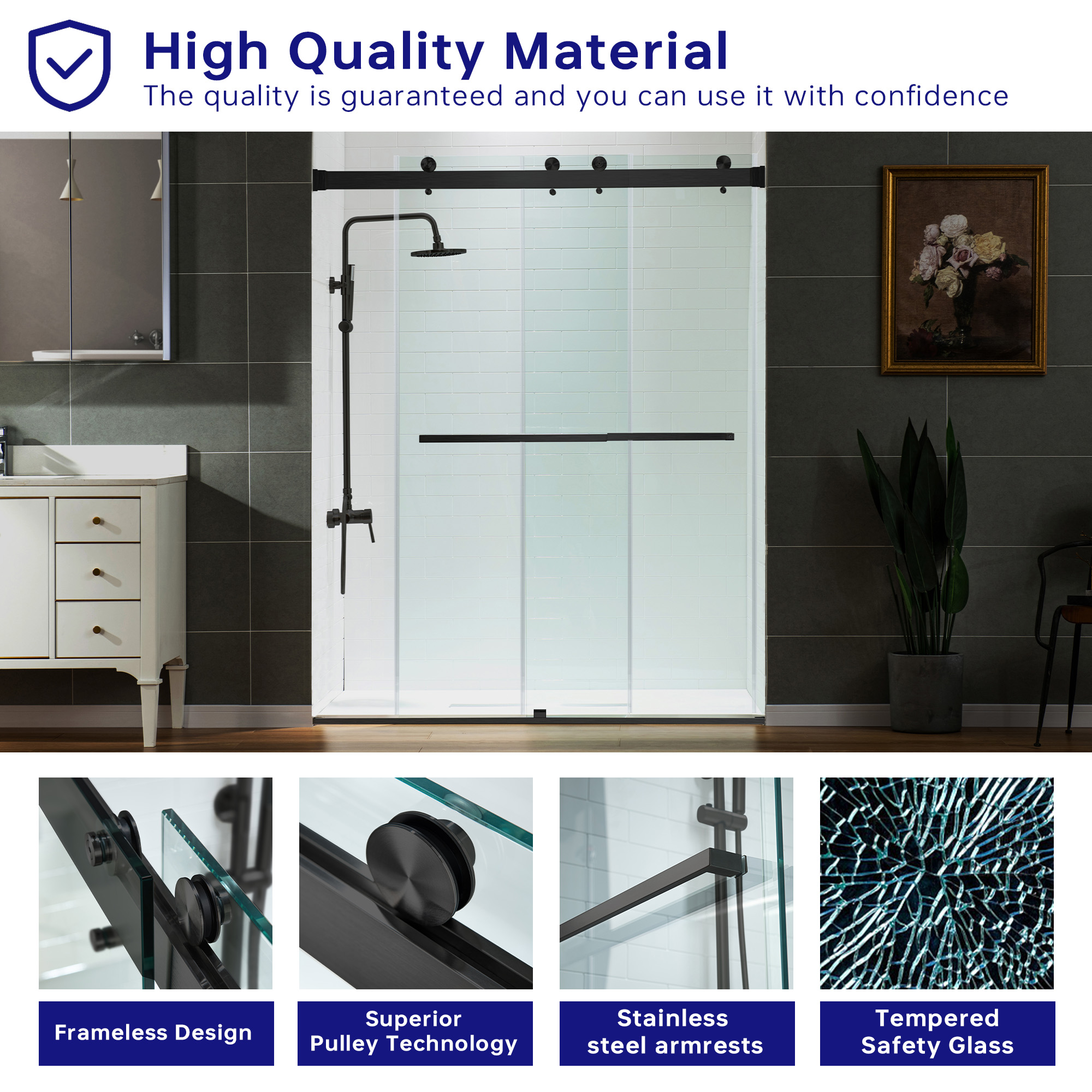 WOODBRIDGE Frameless Shower Doors 56-60