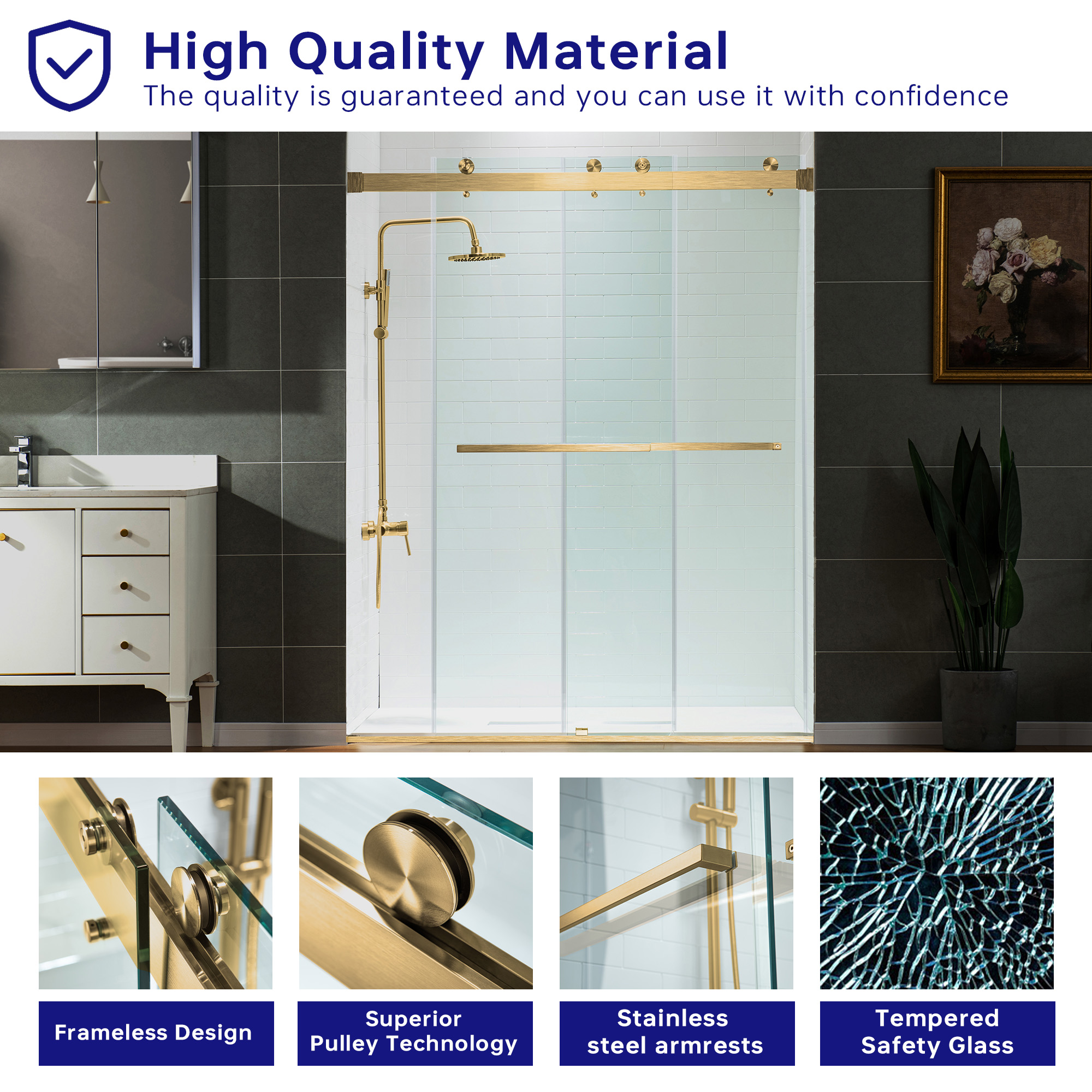  WOODBRIDGE Frameless Shower Doors 56-60
