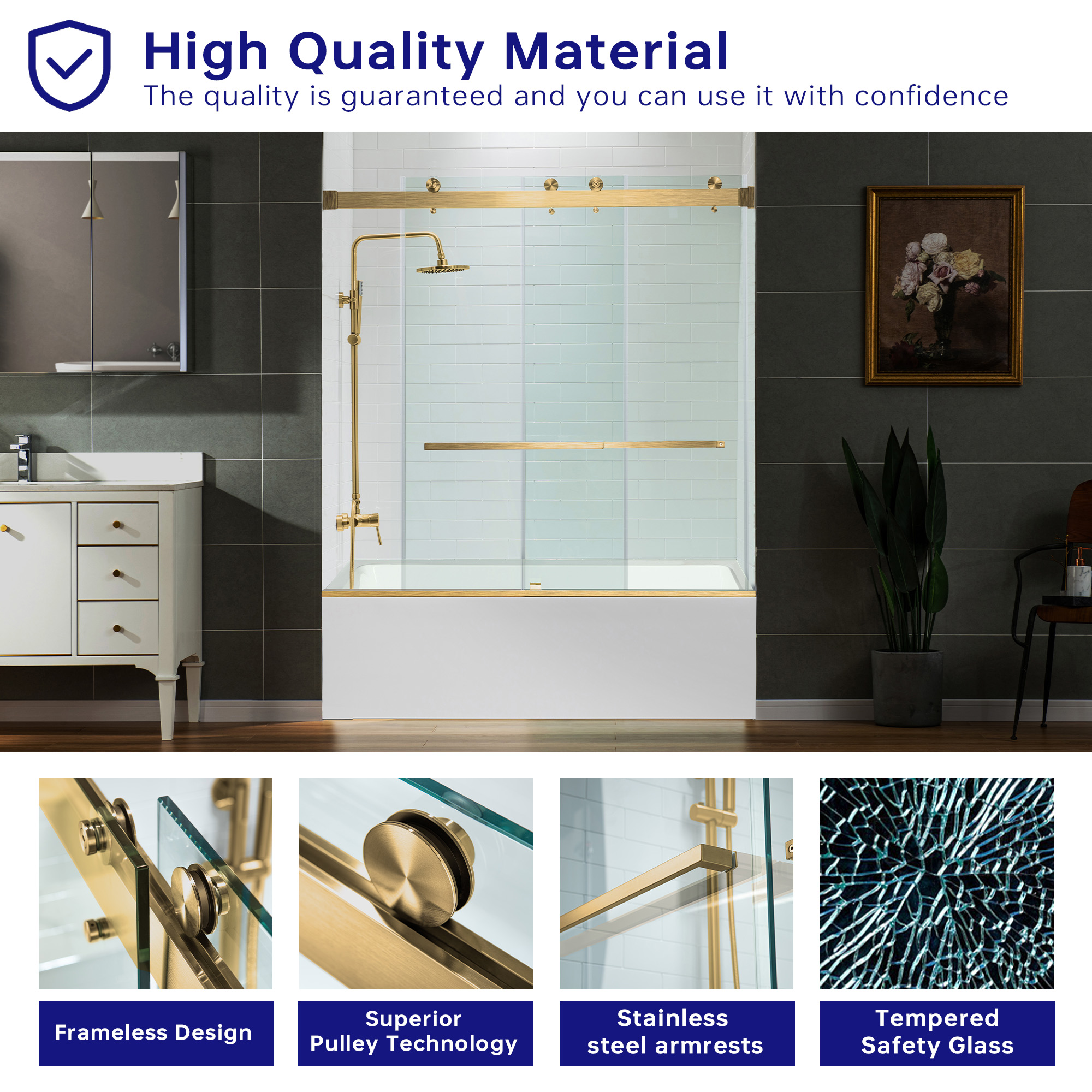  WOODBRIDGE Frameless Bathtub Shower Doors 56-60