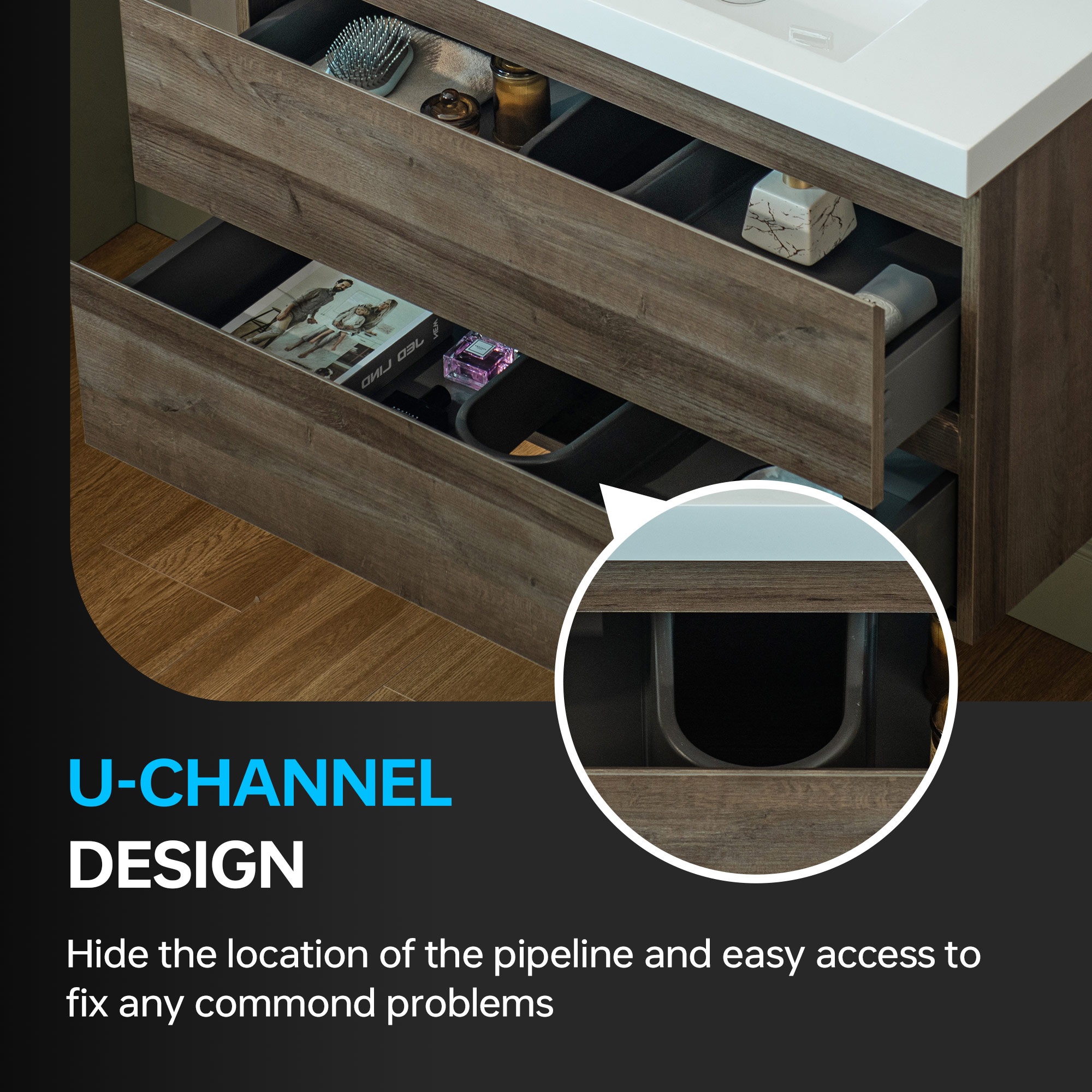  WOODBRIDGE 35-3/8 in. W x 19-5/8 in. D Wall Mounted Floating Vanity in Grey Oak with Resin Composite Vanity Top in Glossy White_24783