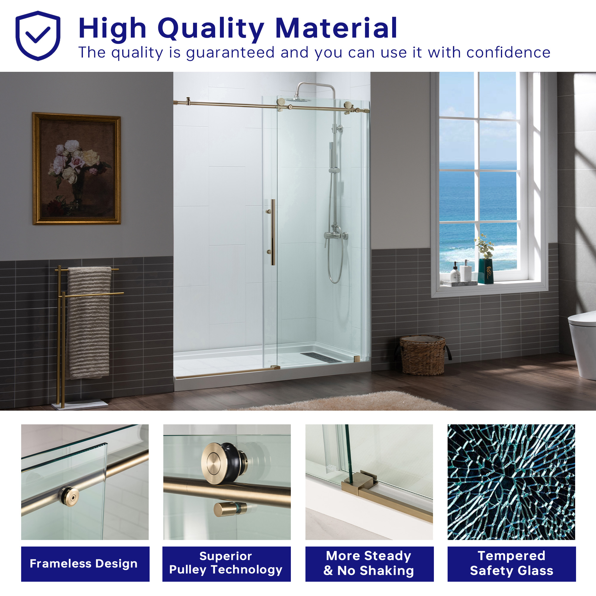  WOODBRIDGE Frameless Shower Doors 56-60
