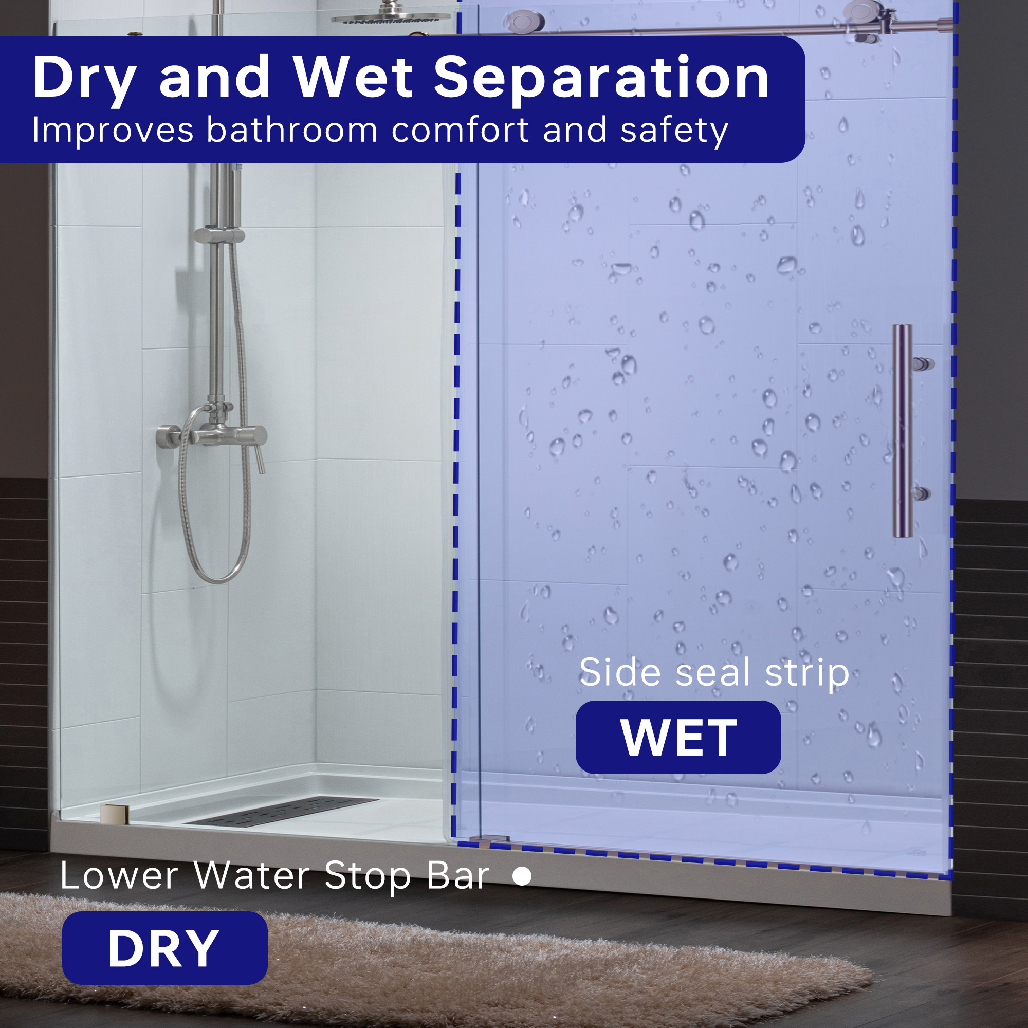  WOODBRIDGE Frameless Shower Doors 56-60